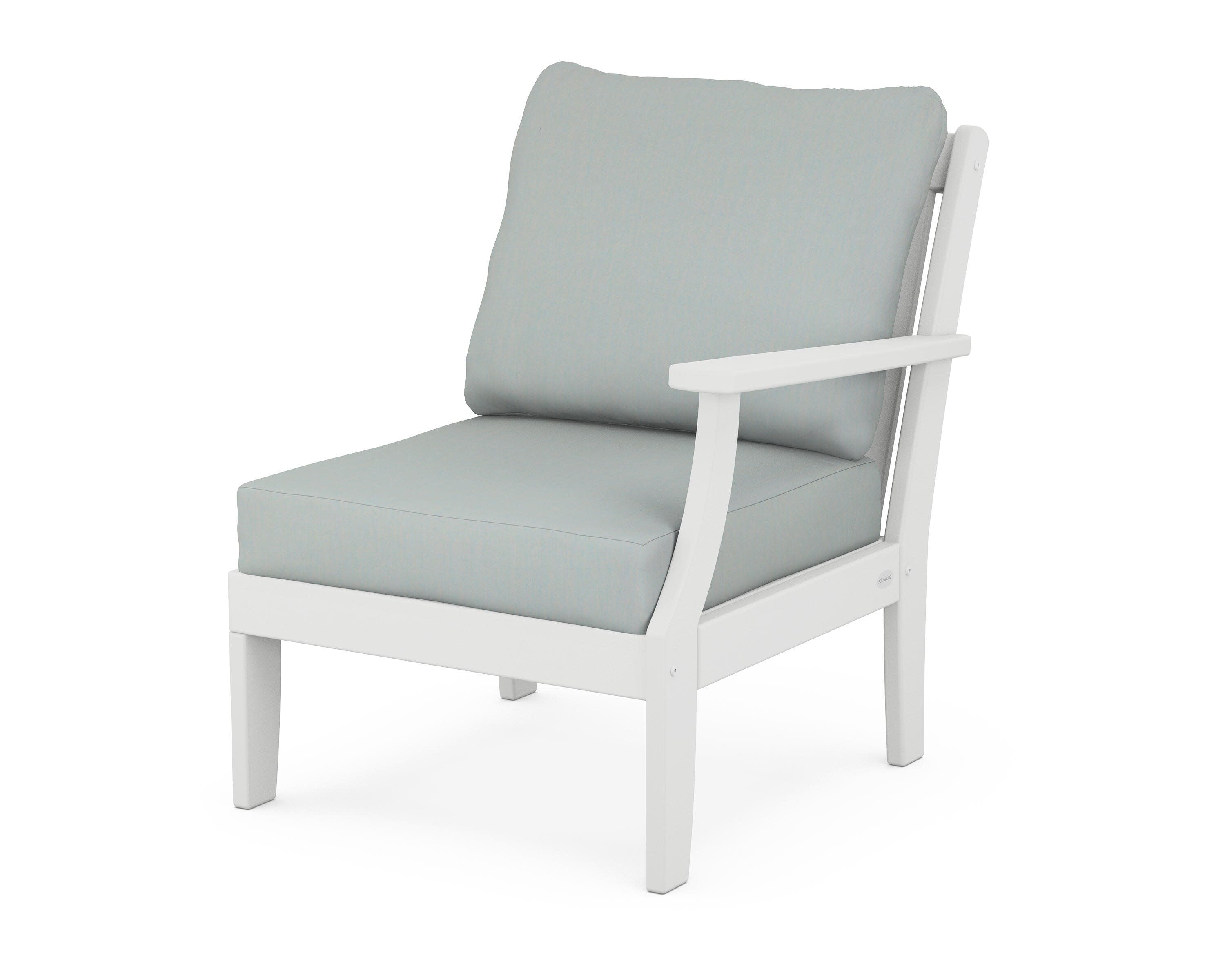 Braxton Modular Right Arm Chair in White / Spa