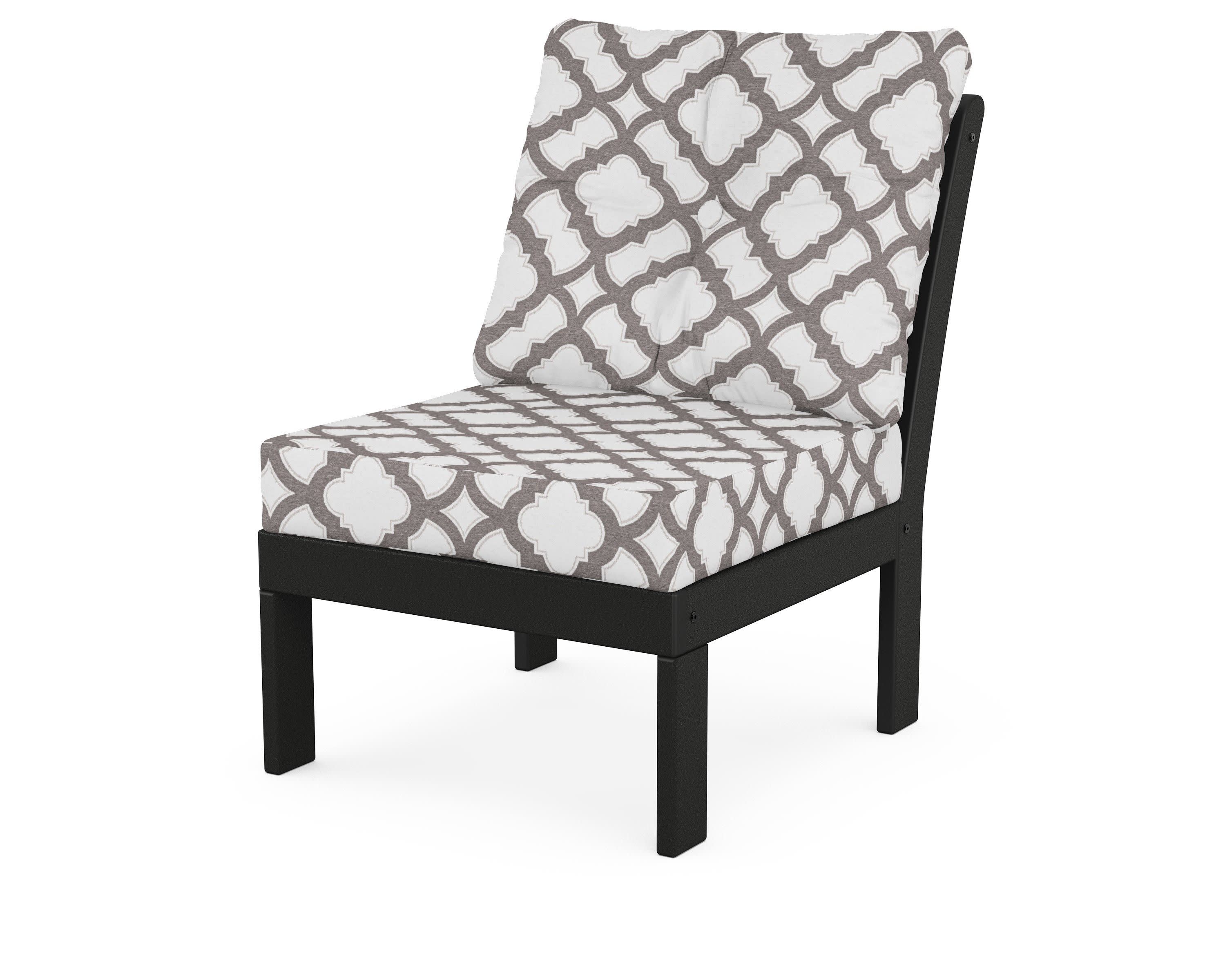 Vineyard Modular Armless Chair in Black / Trellis Grey Mist