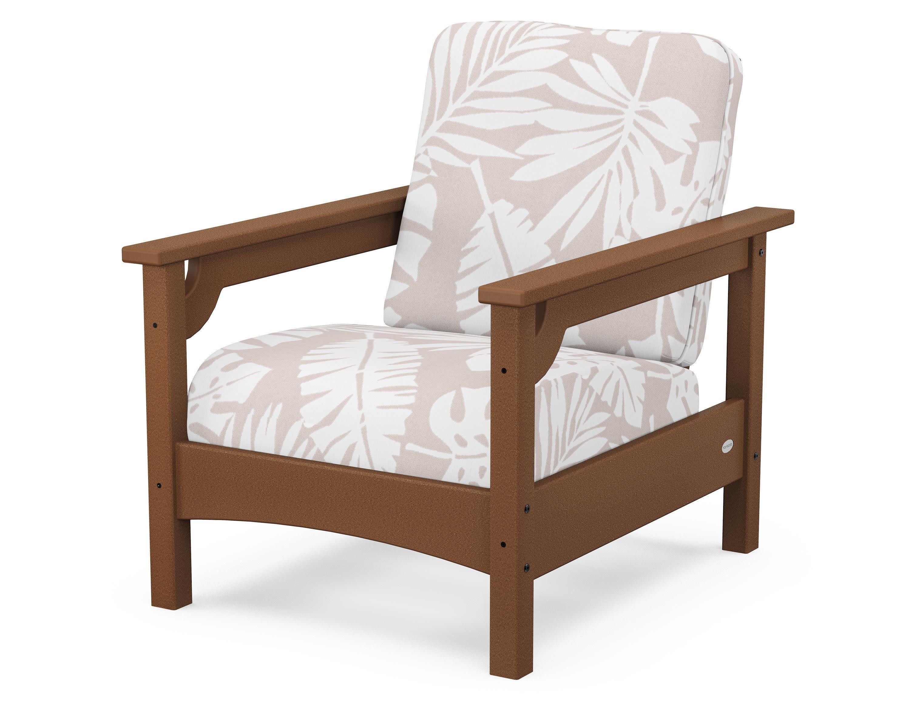 Club Chair in Teak / Leaf Dune Burlap