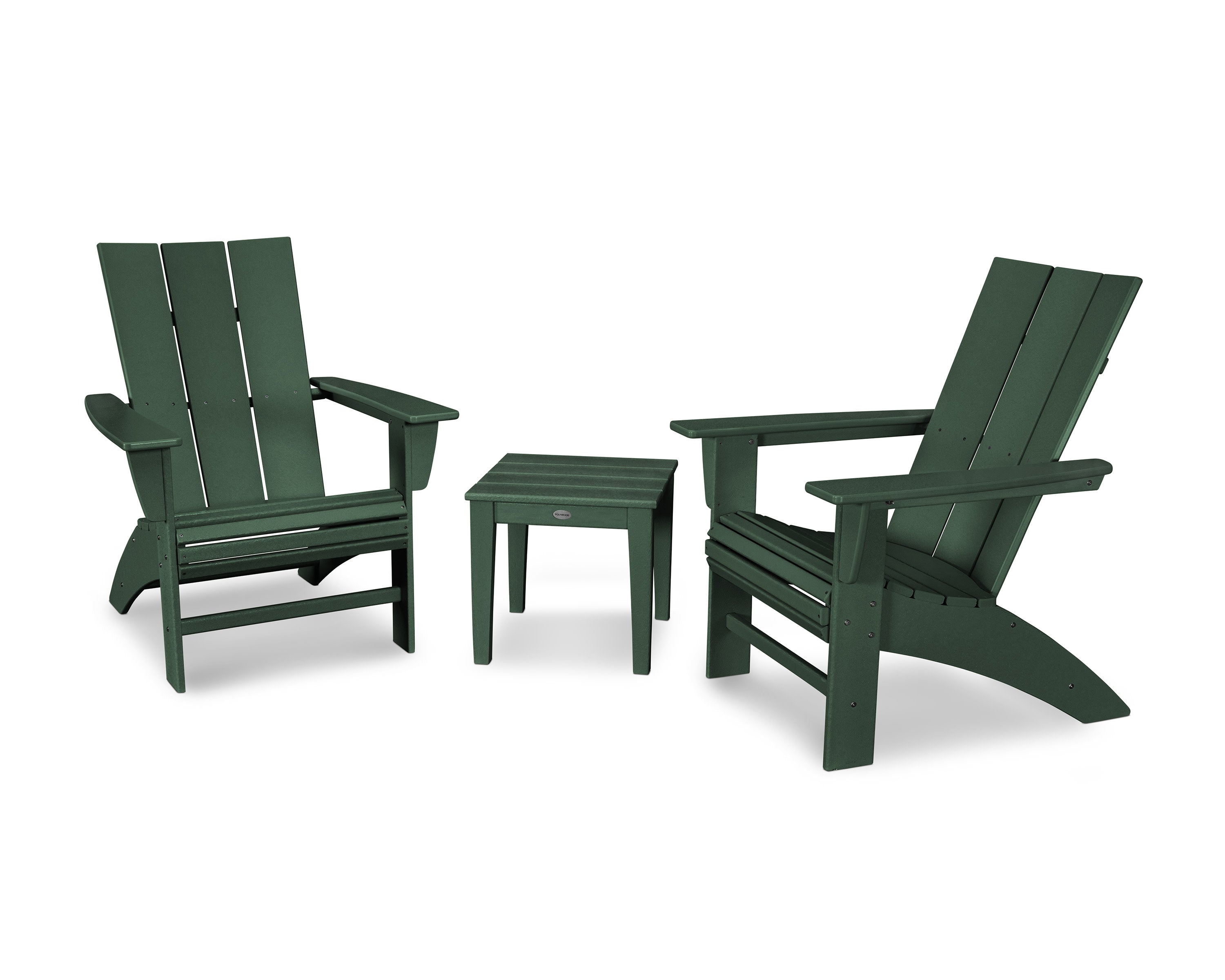 Modern 3-Piece Curveback  Adirondack Set in Green
