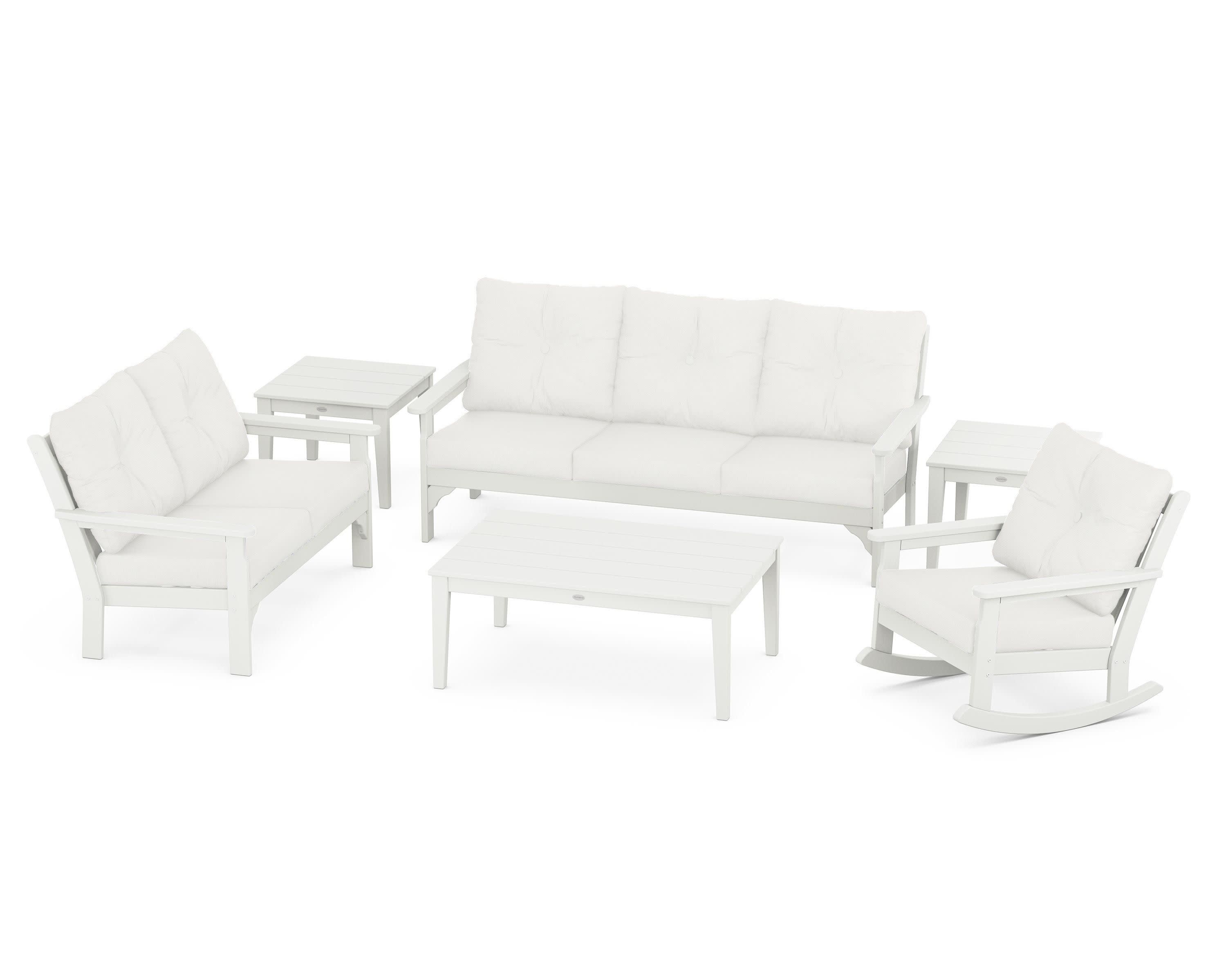 Vineyard 6-Piece Deep Seating Set in Vintage White / Natural Linen
