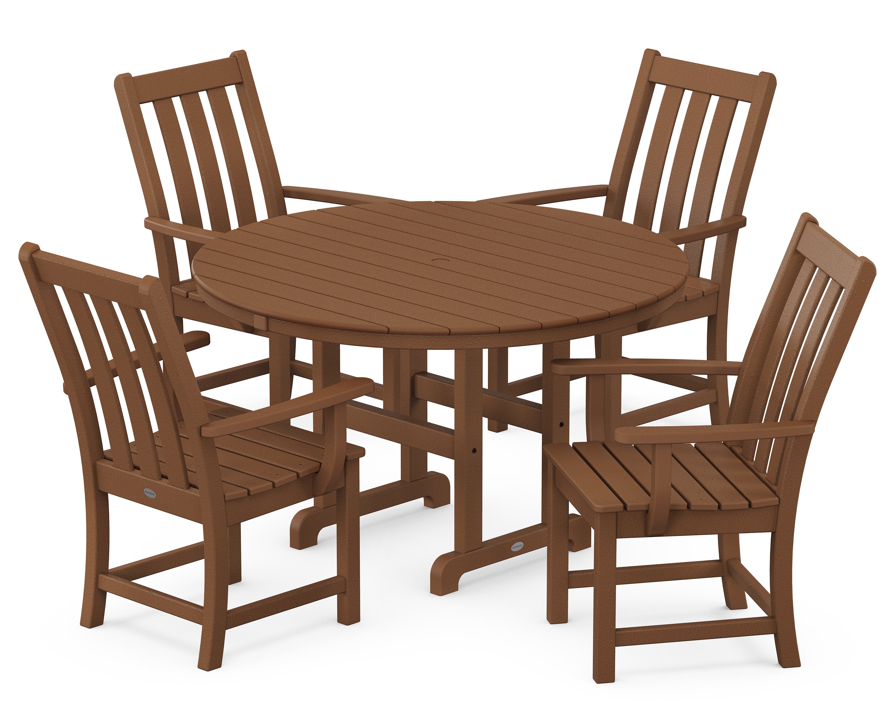 Vineyard 5-Piece Round Farmhouse Dining Set in Teak