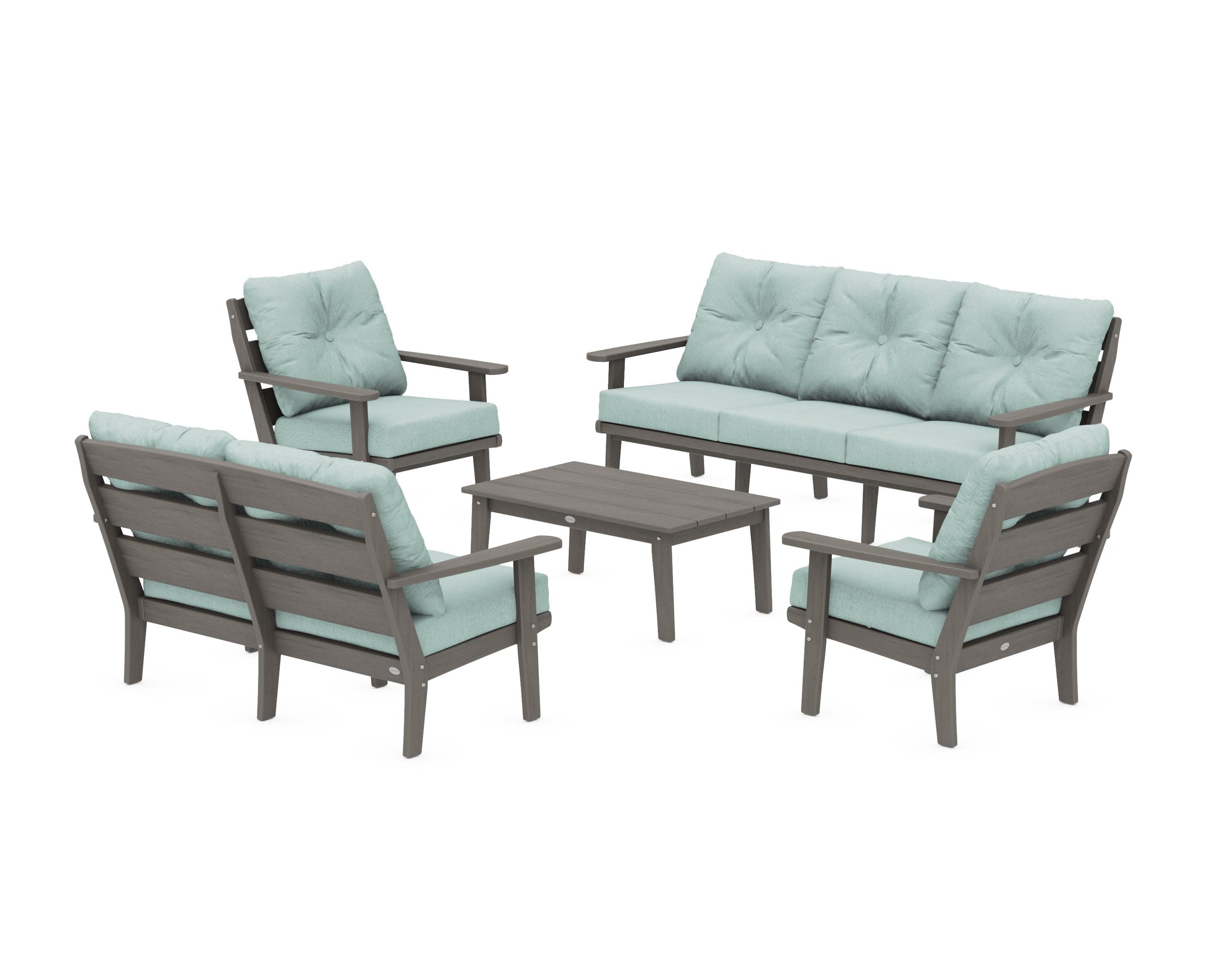 Lakeside 5-Piece Lounge Sofa Set in Driftwood / Glacier Spa