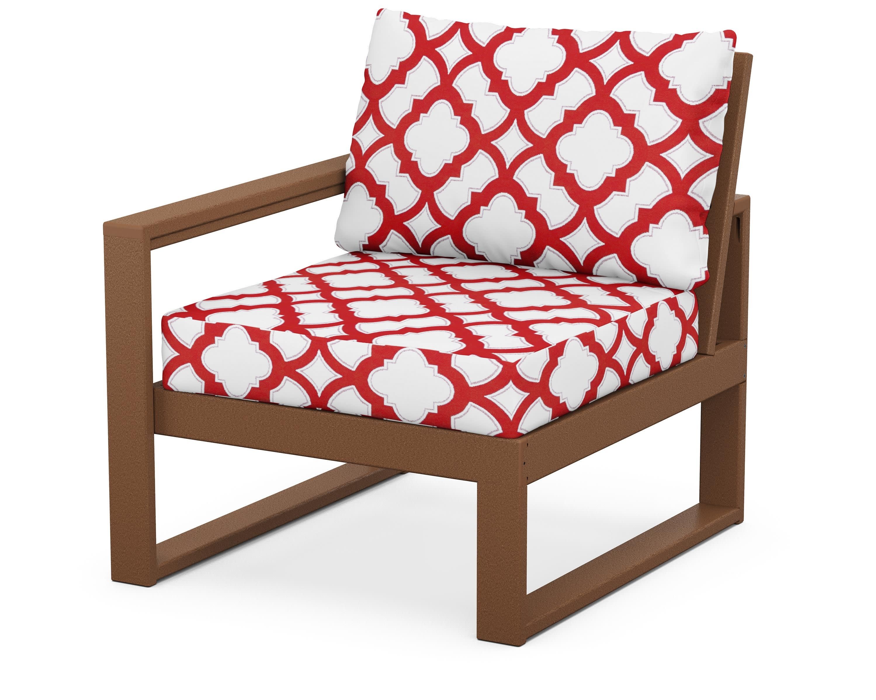 EDGE Modular Left Arm Chair in Teak / Trellis Crimson