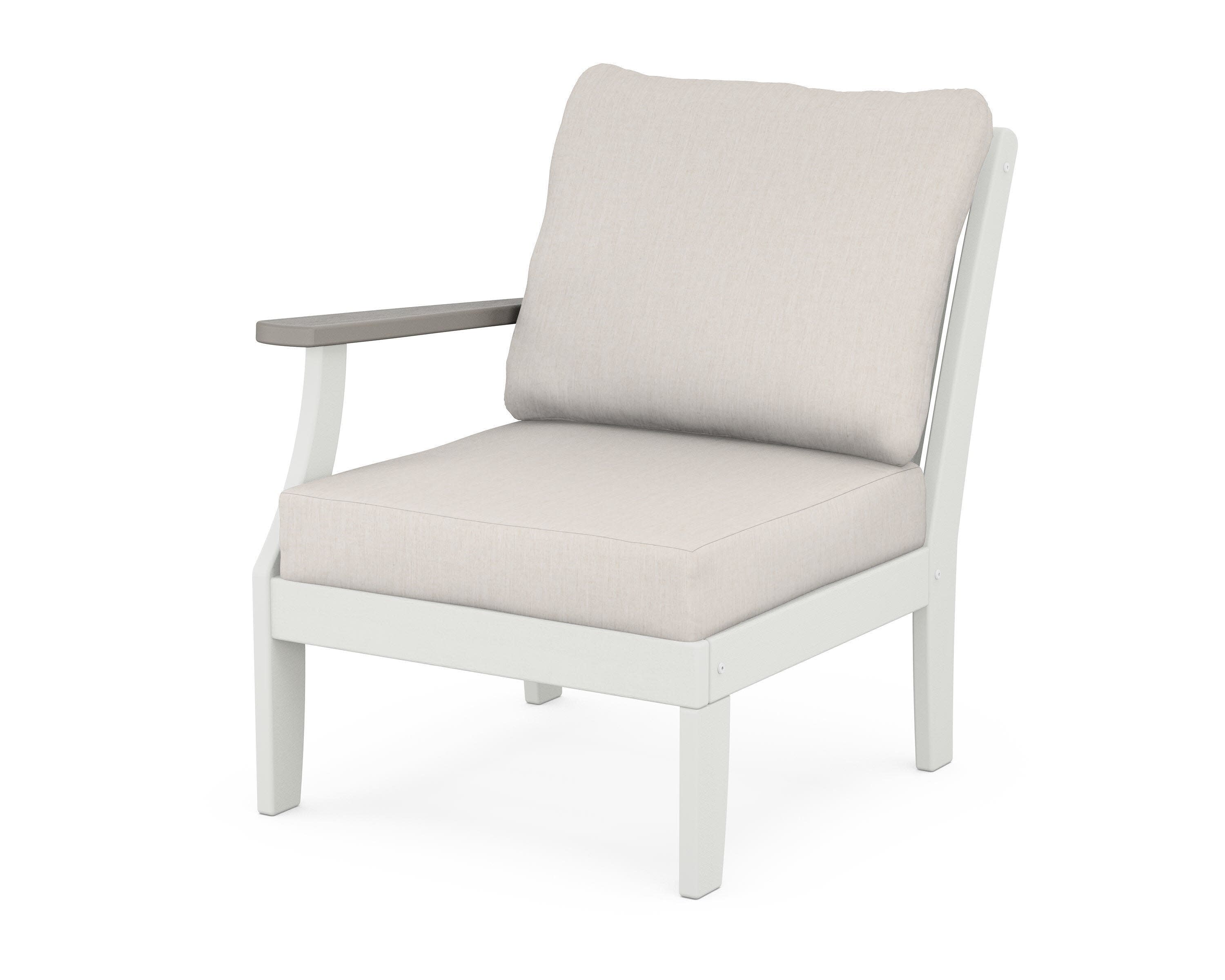 Braxton Modular Left Arm Chair in White / Driftwood / Cast Ash