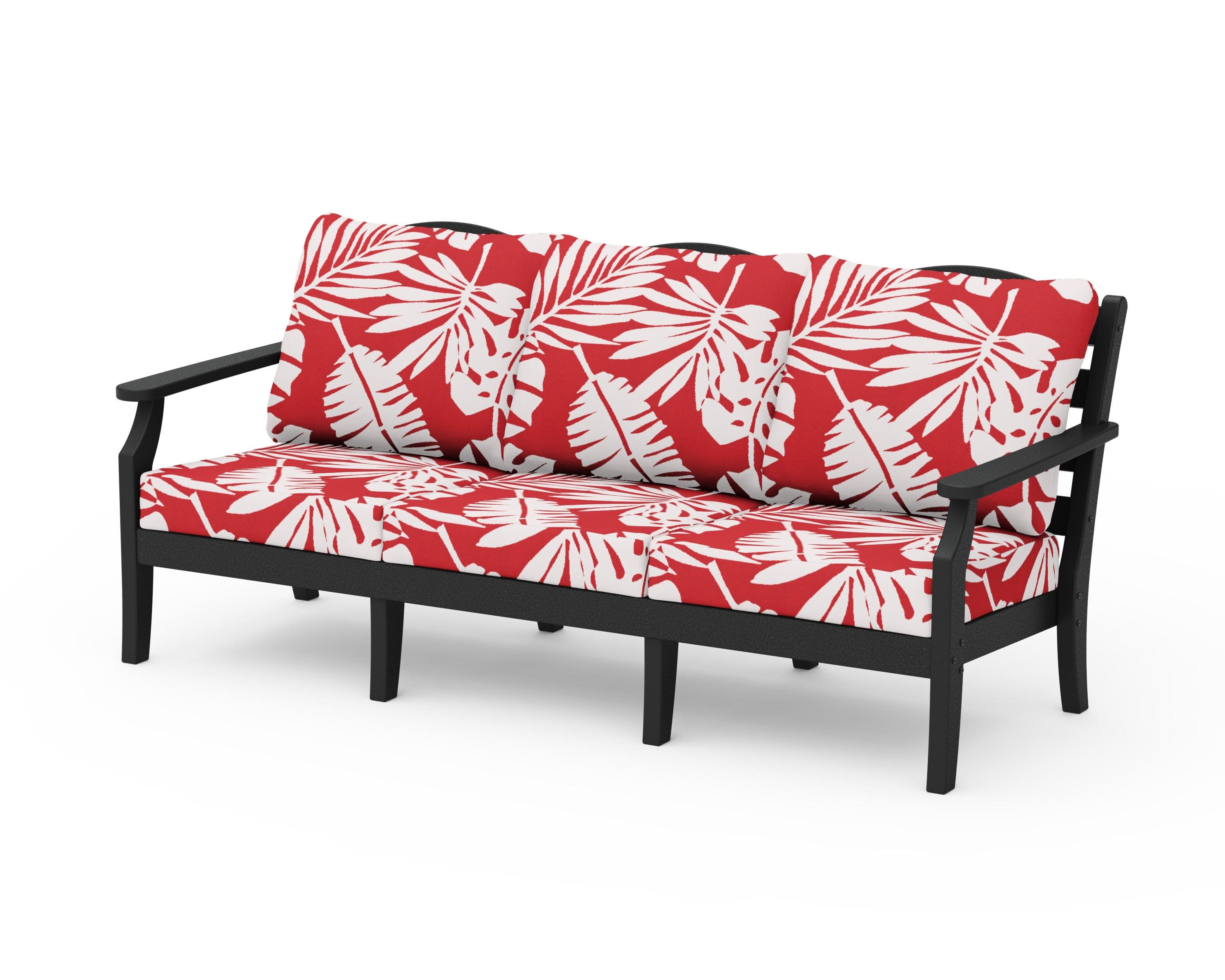 Savannah Deep Seating Sofa in Black / Leaf Crimson