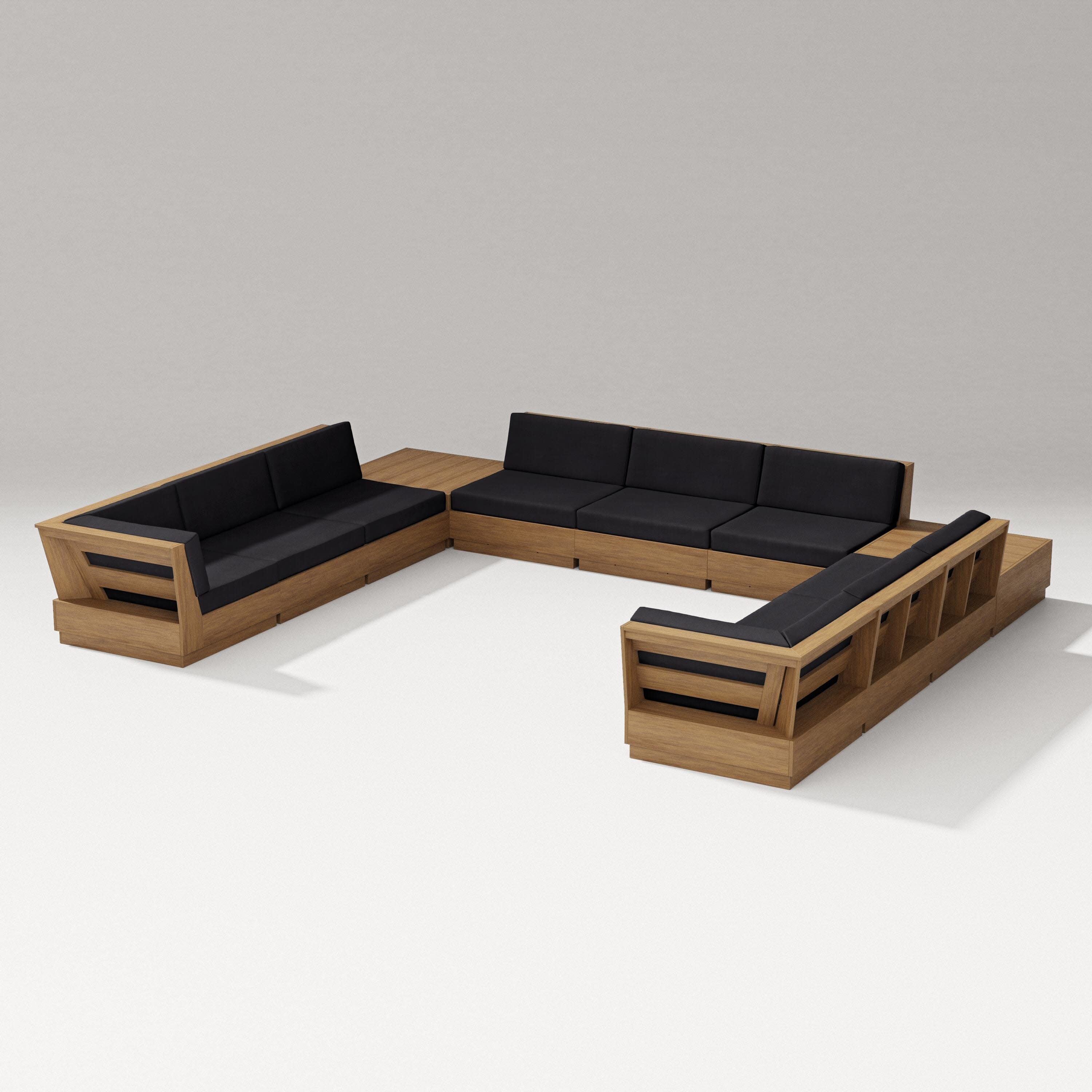 Elevate 11-Piece U-Shaped Sofa Sectional in Natural / Midnight Linen
