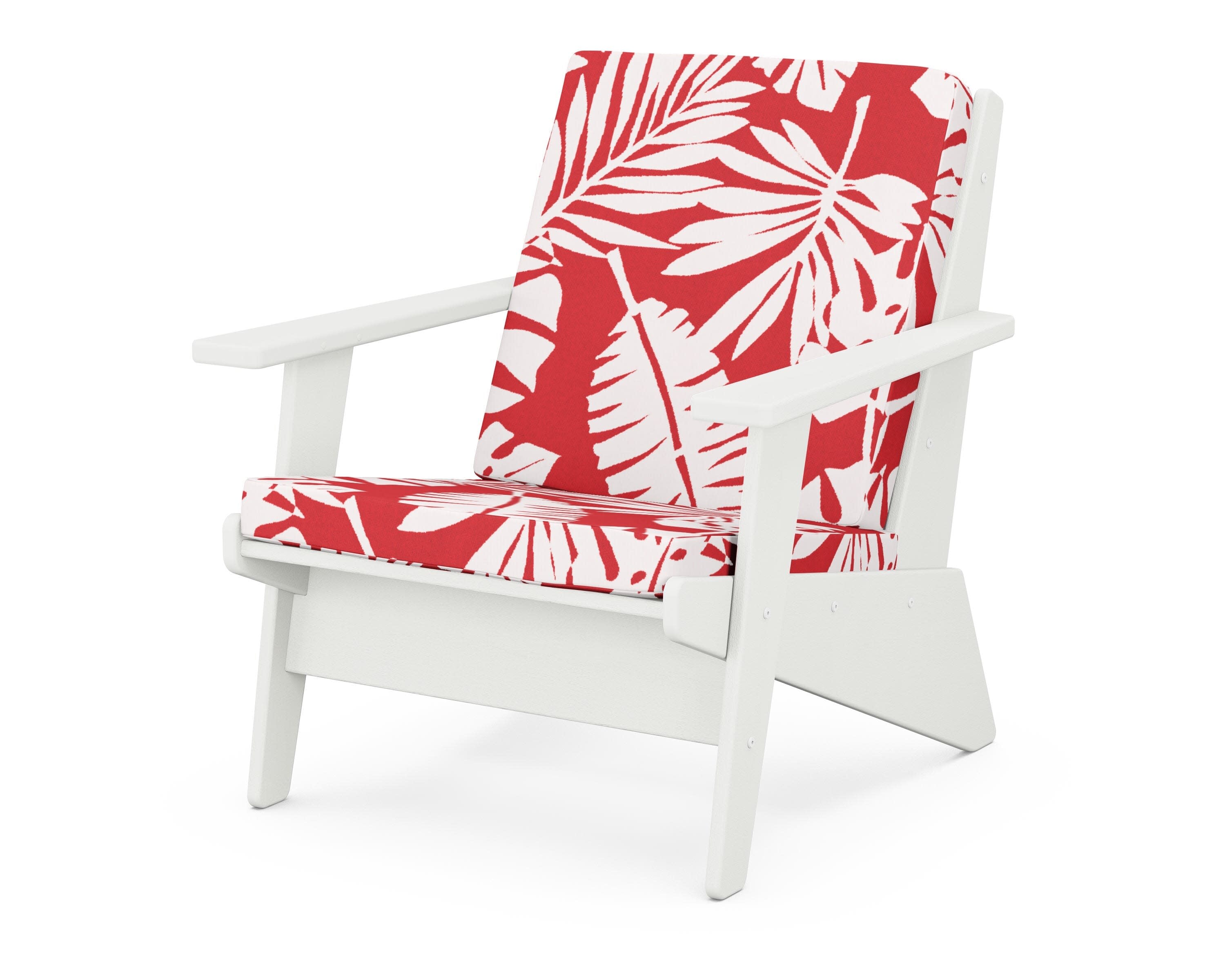 Riviera Modern Lounge Chair in Vintage White / Leaf Crimson