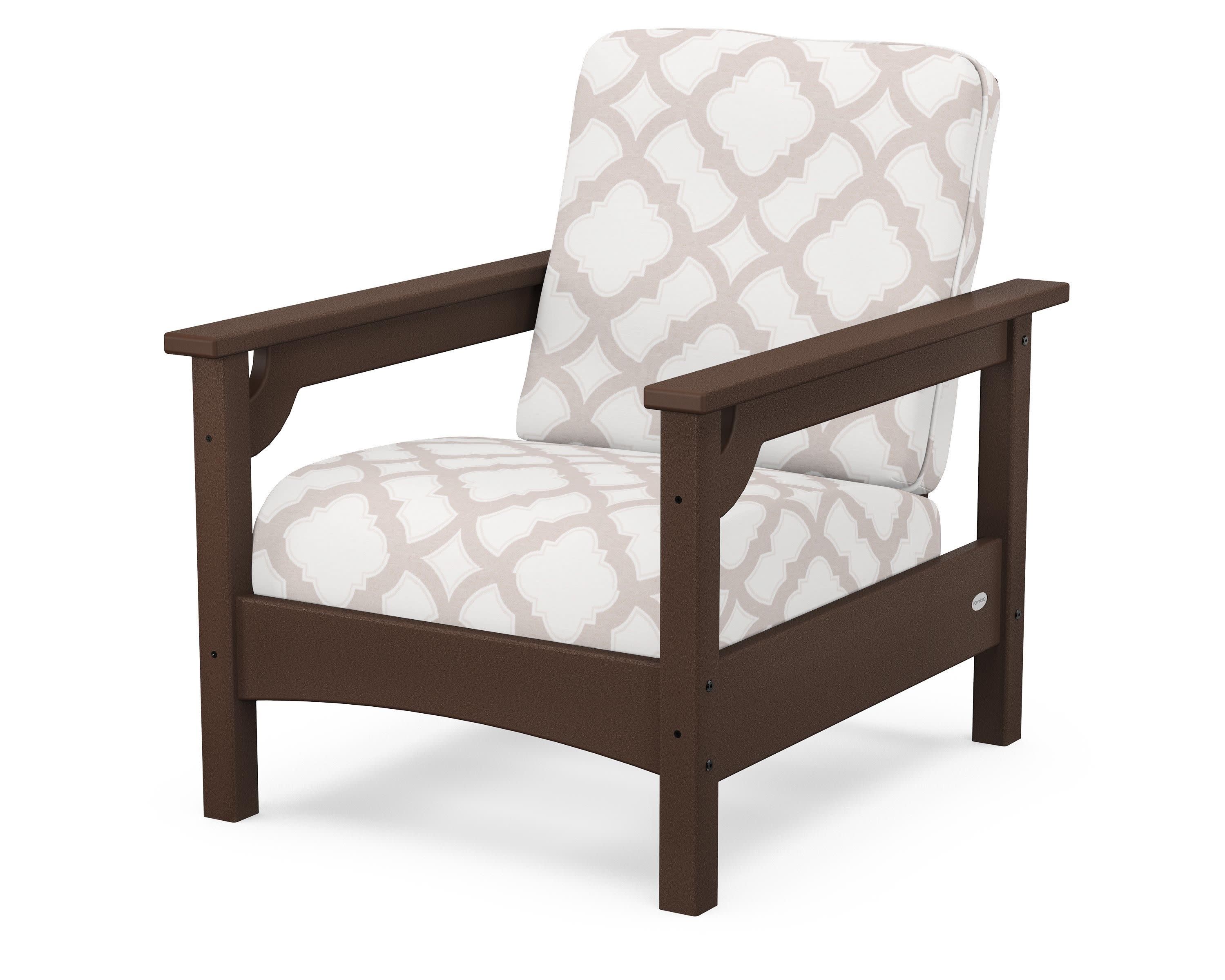 Club Chair in Mahogany / Trellis Dune Burlap