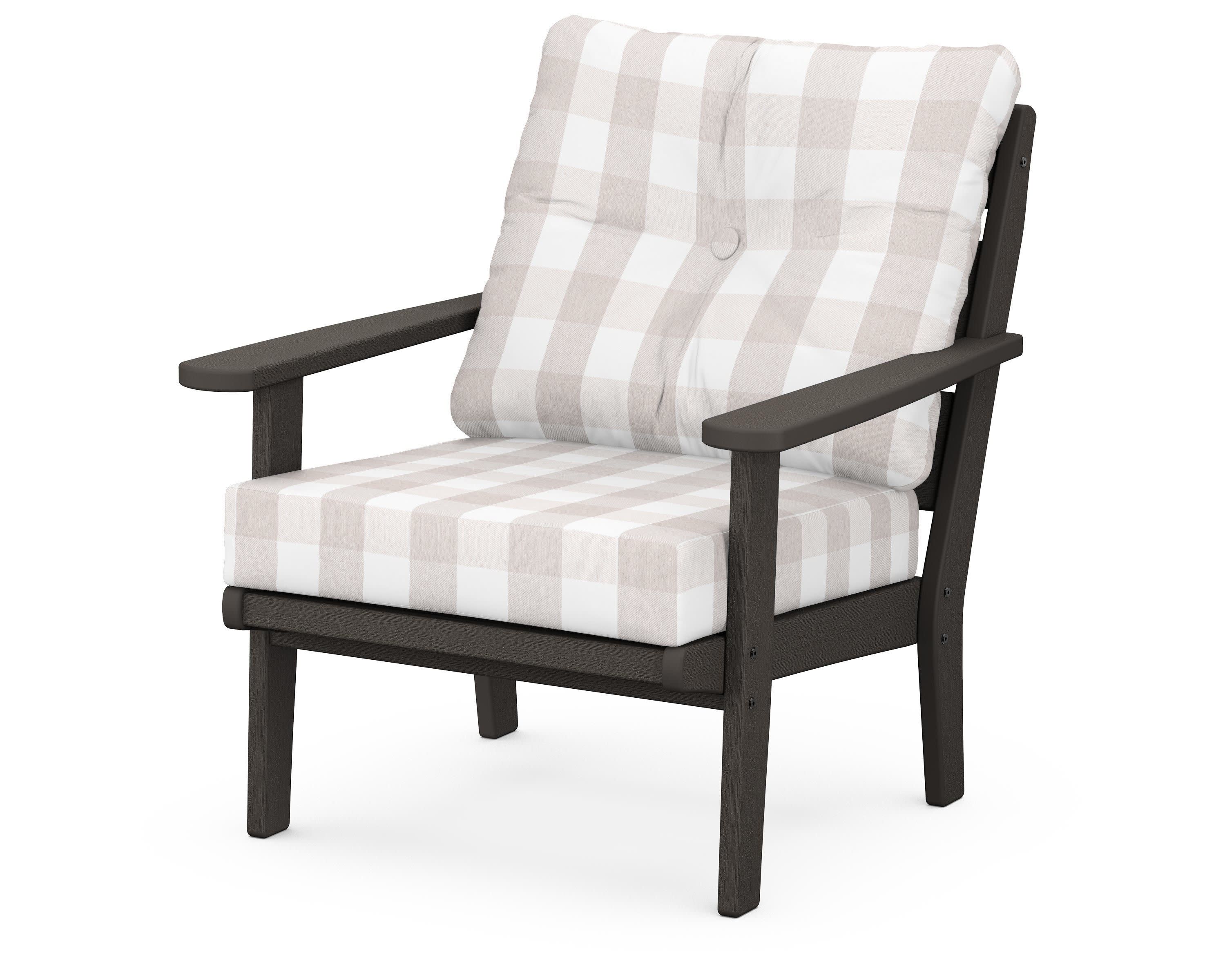 Lakeside Deep Seating Chair in Vintage Coffee / Buffalo Plaid Dune Burlap