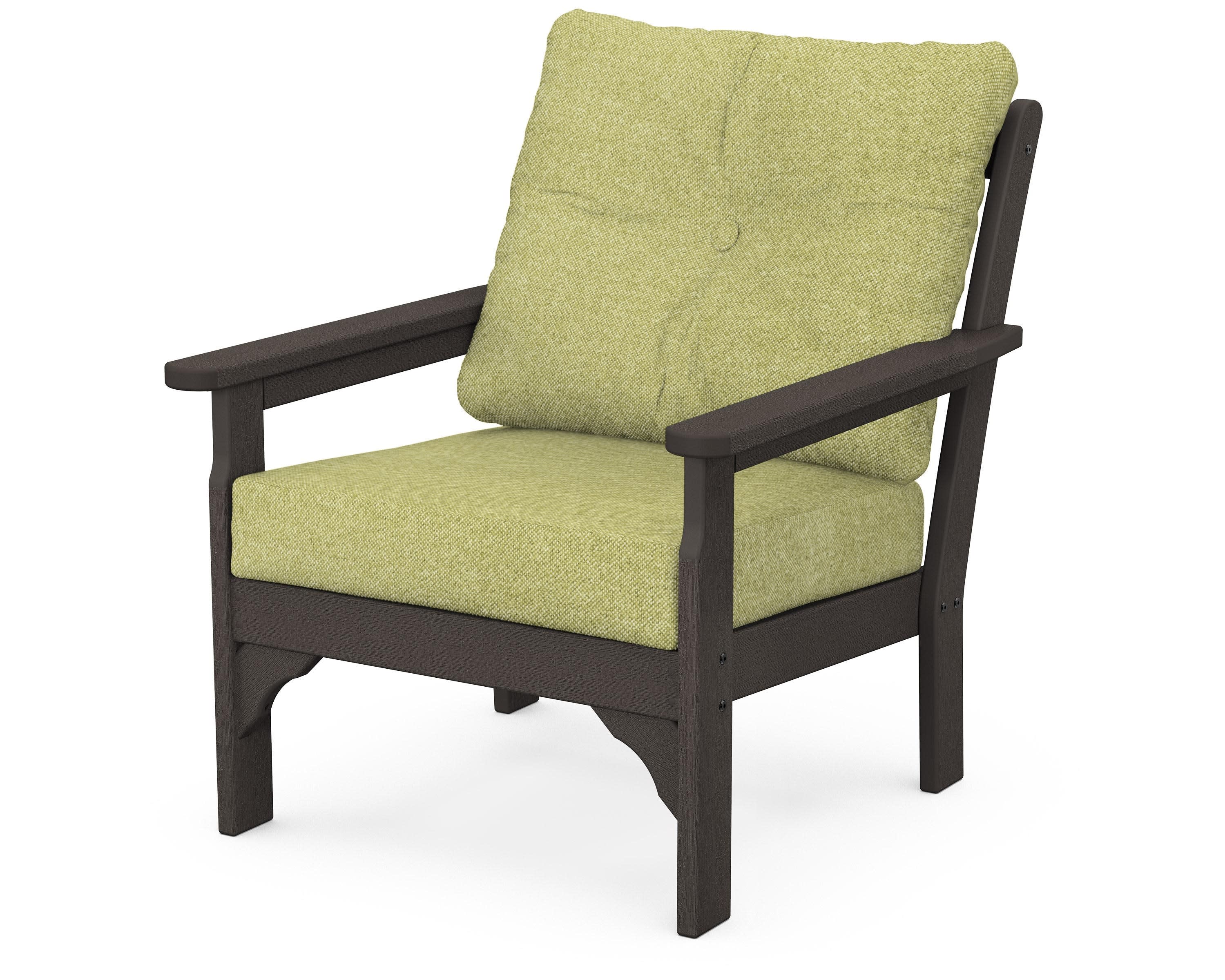 Vineyard Deep Seating Chair in Vintage Coffee / Chartreuse Boucle