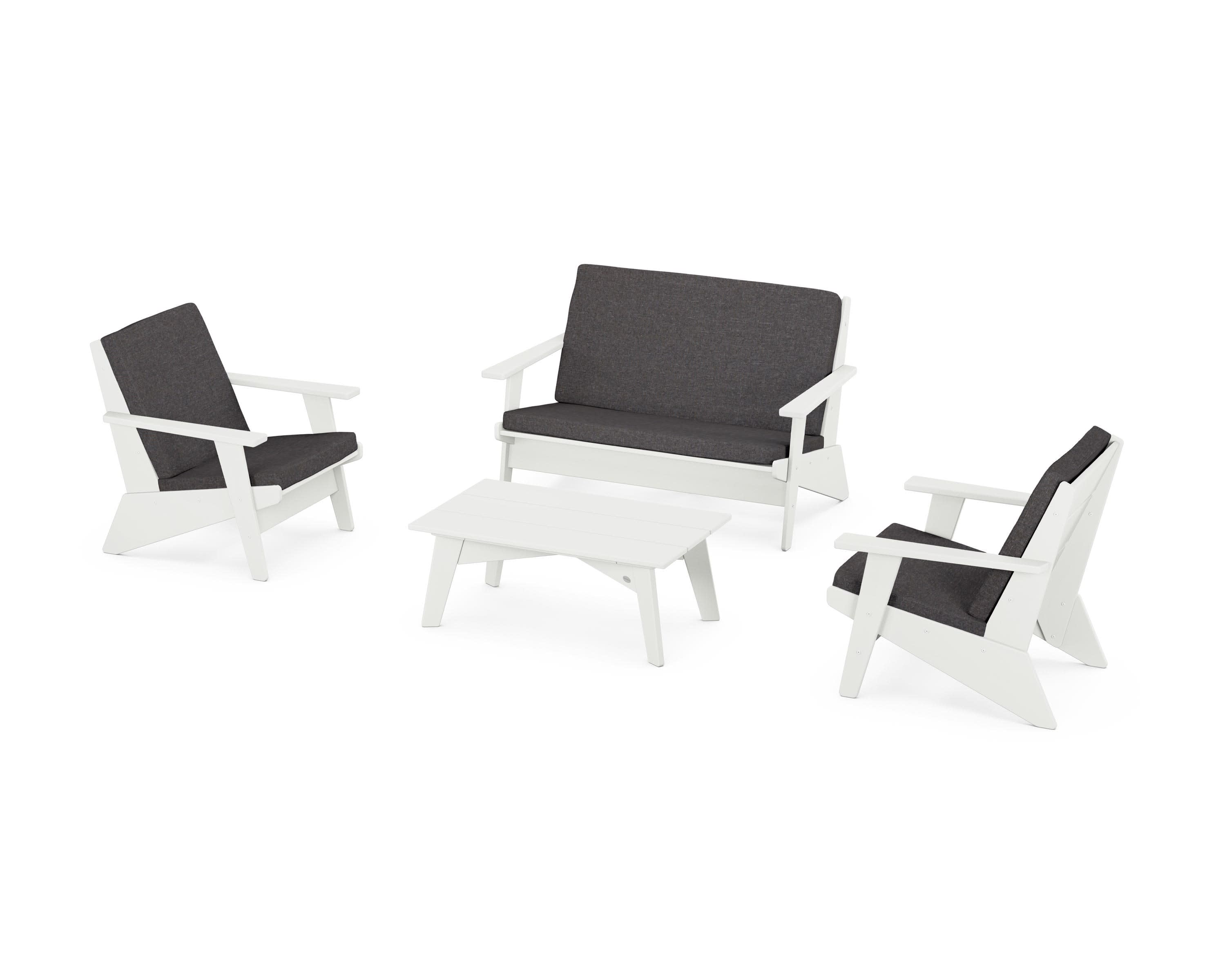 Riviera Modern Lounge 4-Piece Set in Vintage White / Ash Charcoal