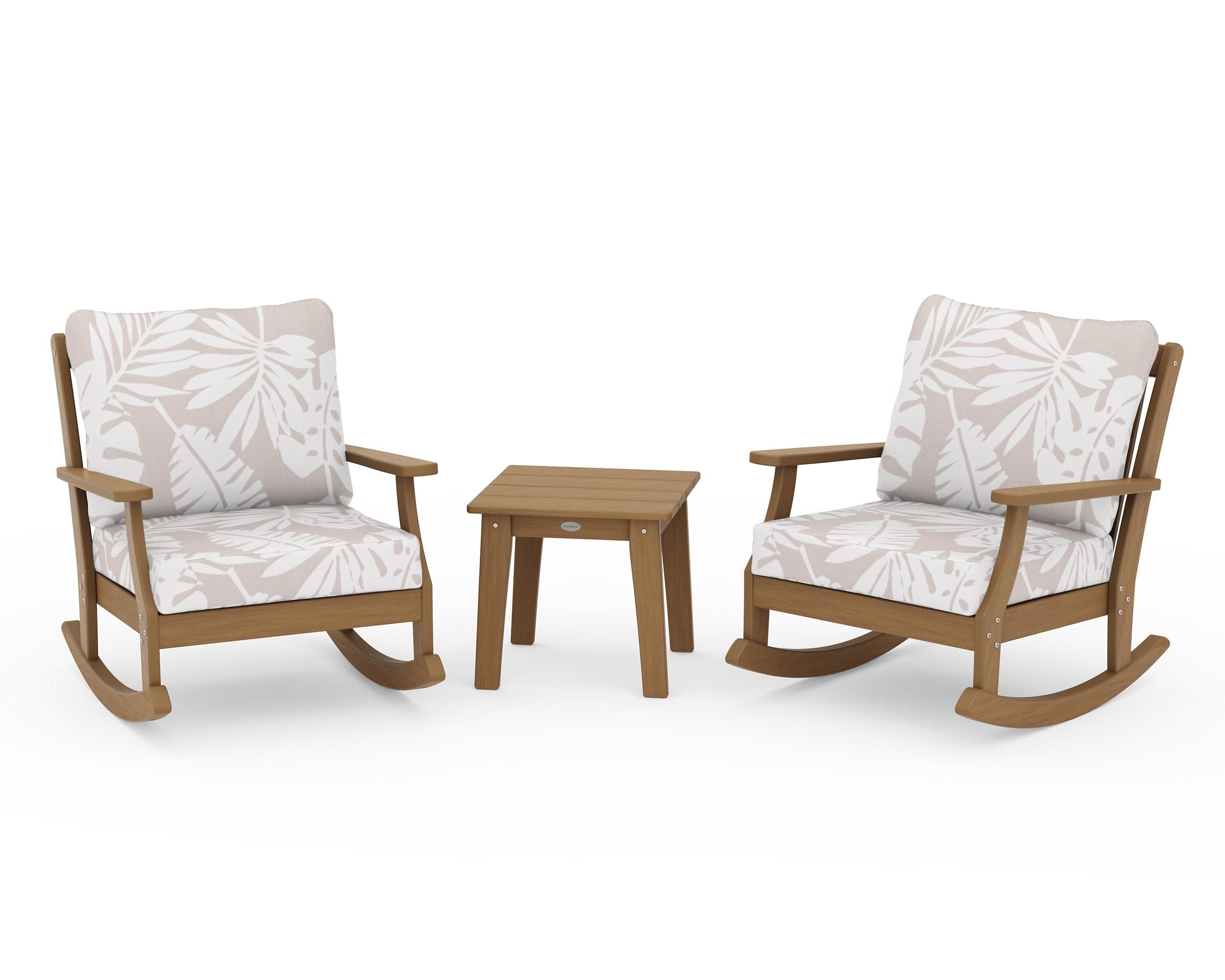 Braxton 3-Piece Deep Seating Rocker Set in Natural / Leaf Dune Burlap