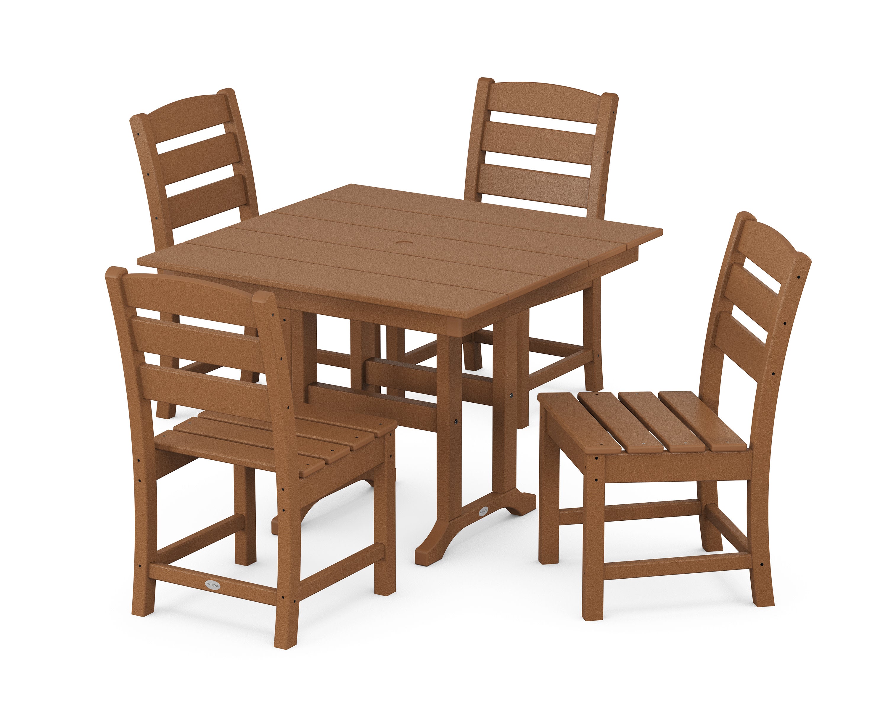 Lakeside Side Chair 5-Piece Farmhouse Dining Set in Teak