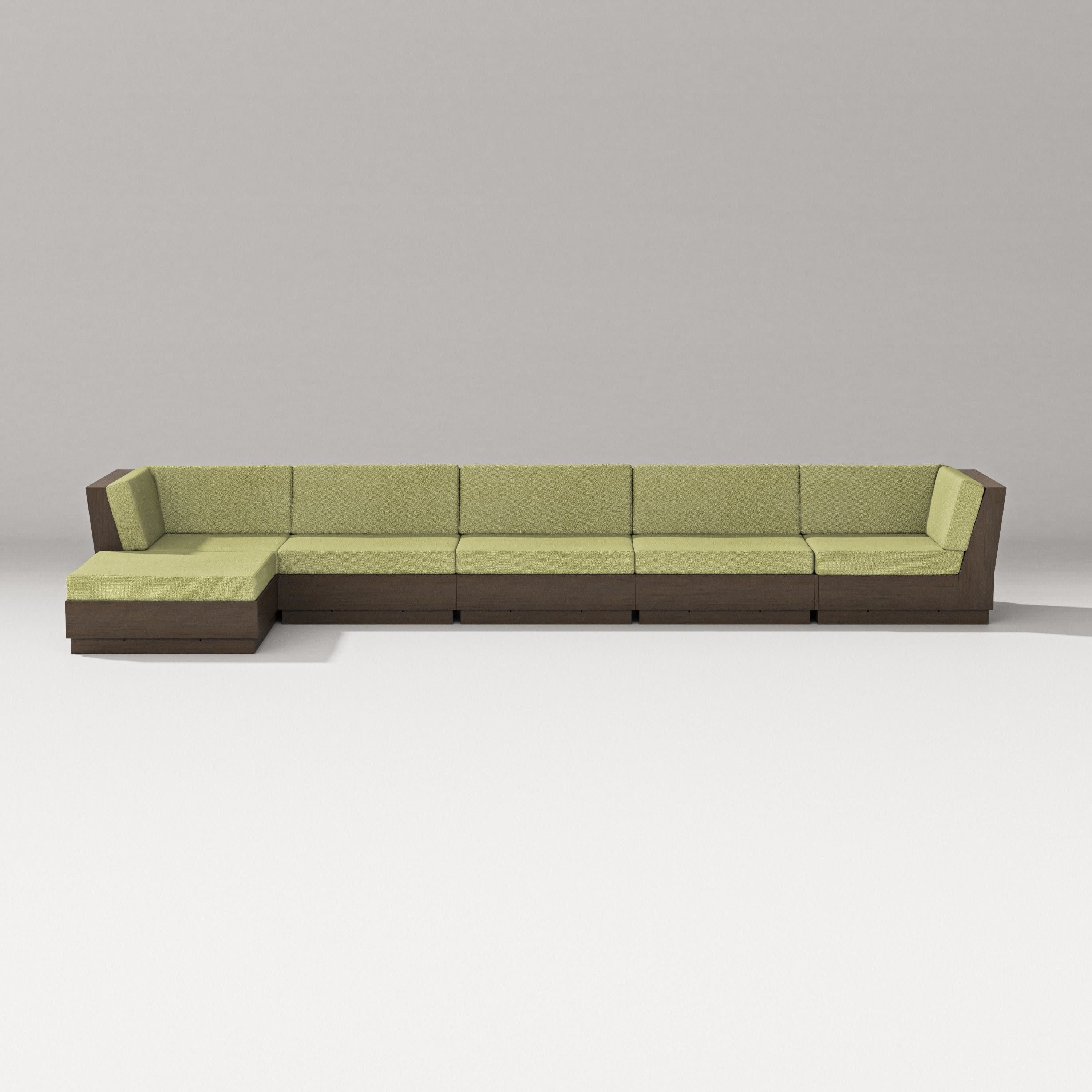 Elevate 6-Piece Chaise Sectional in Kona / Chartreuse Boucle