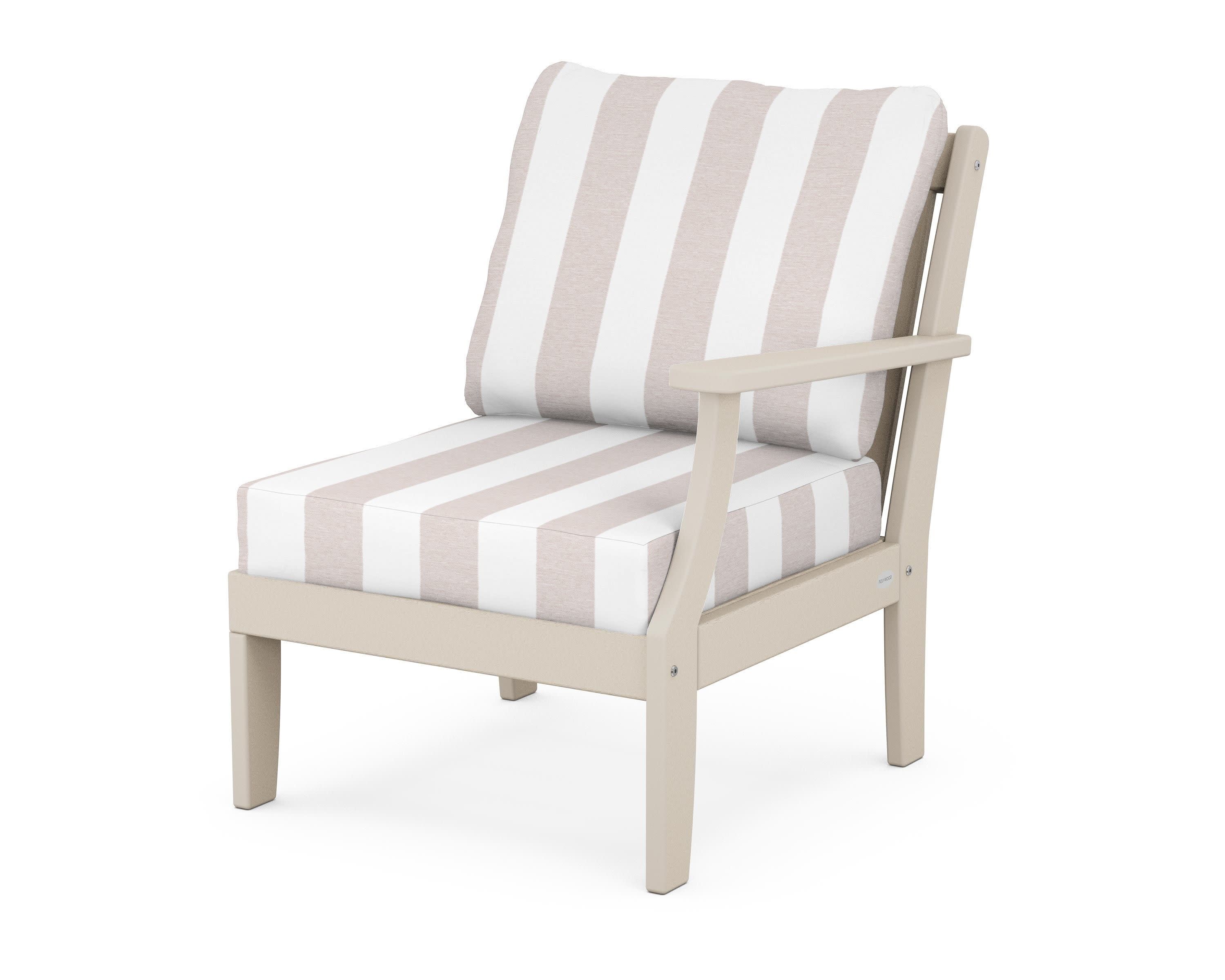 Braxton Modular Right Arm Chair in Sand / Cabana Stripe Dune Burlap