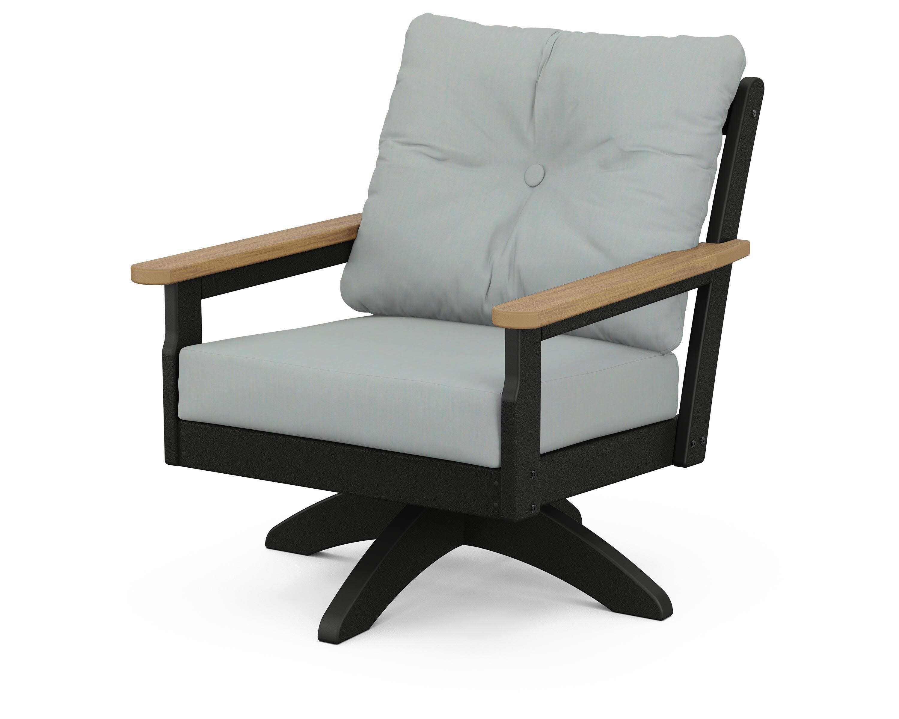 Vineyard Deep Seating Swivel Chair in Black / Natural / Spa