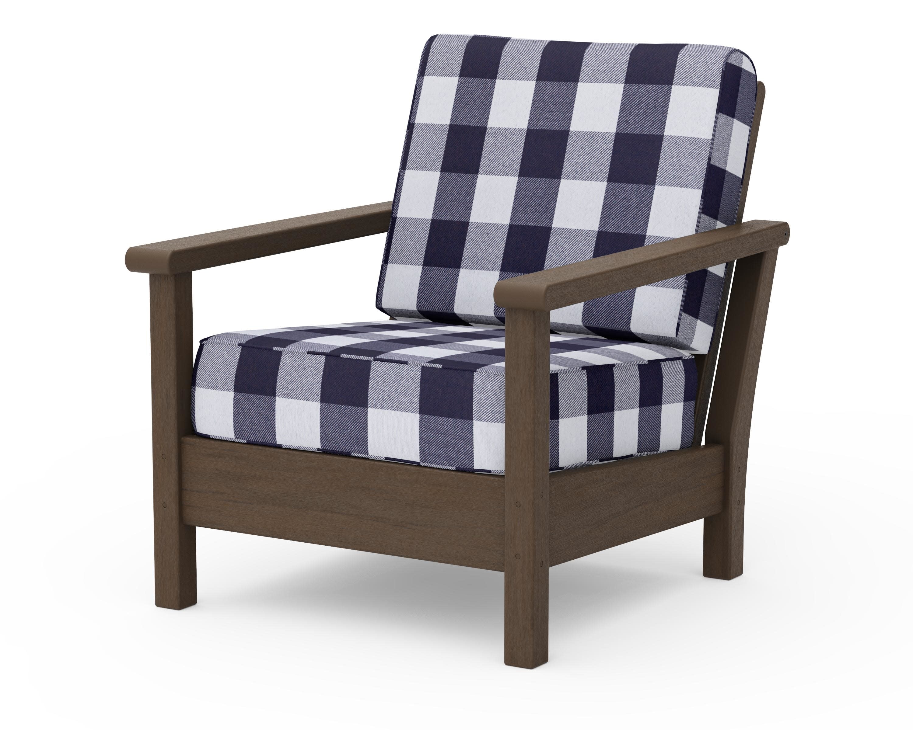 Harbour Deep Seating Chair in Kona / Buffalo Plaid Navy