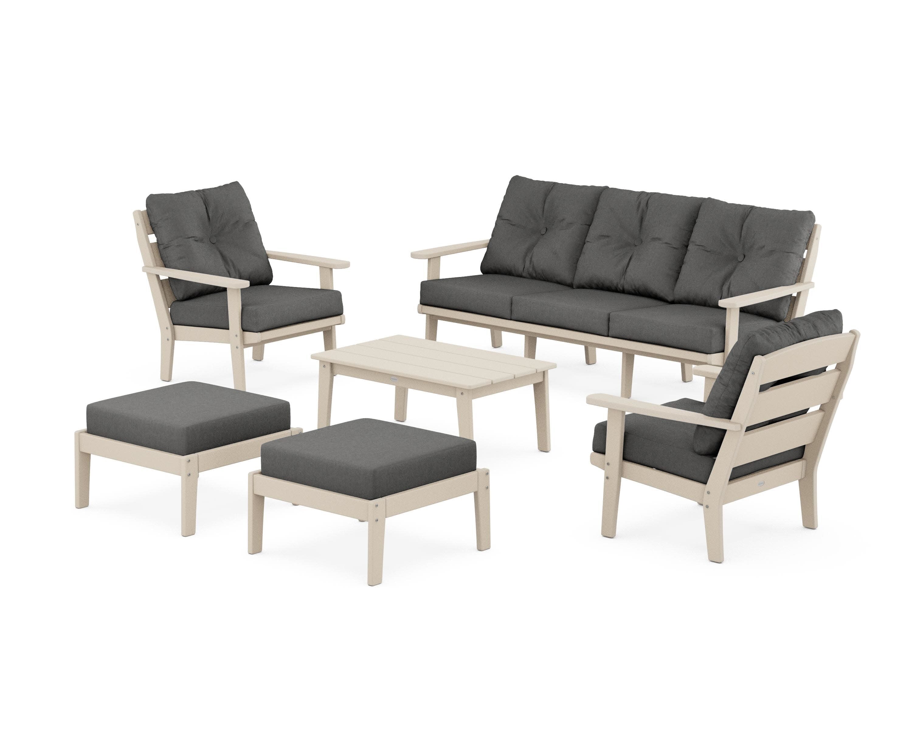 Lakeside 6-Piece Lounge Sofa Set in Sand / Spectrum Carbon