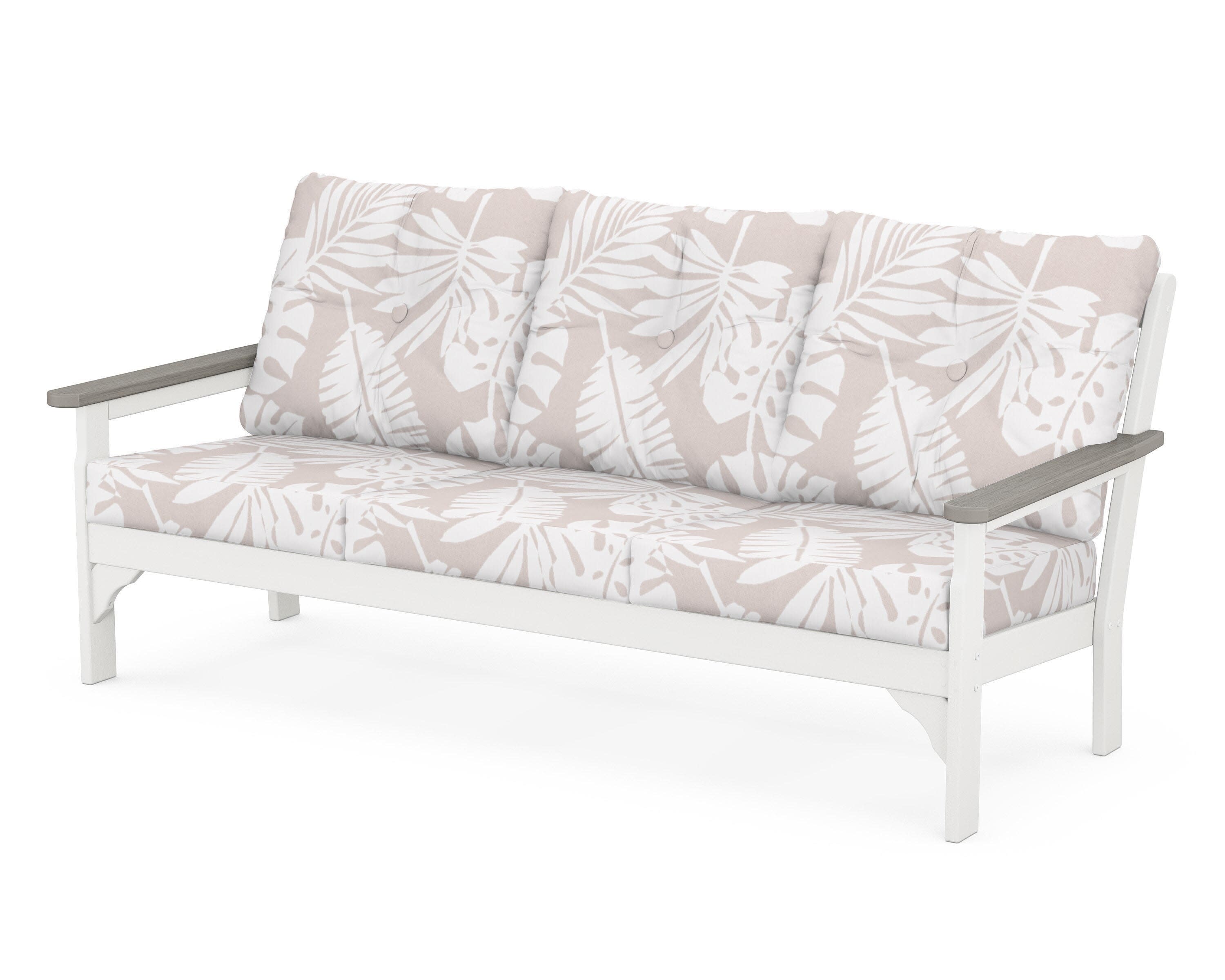 Vineyard Deep Seating Sofa in White / Driftwood / Leaf Dune Burlap
