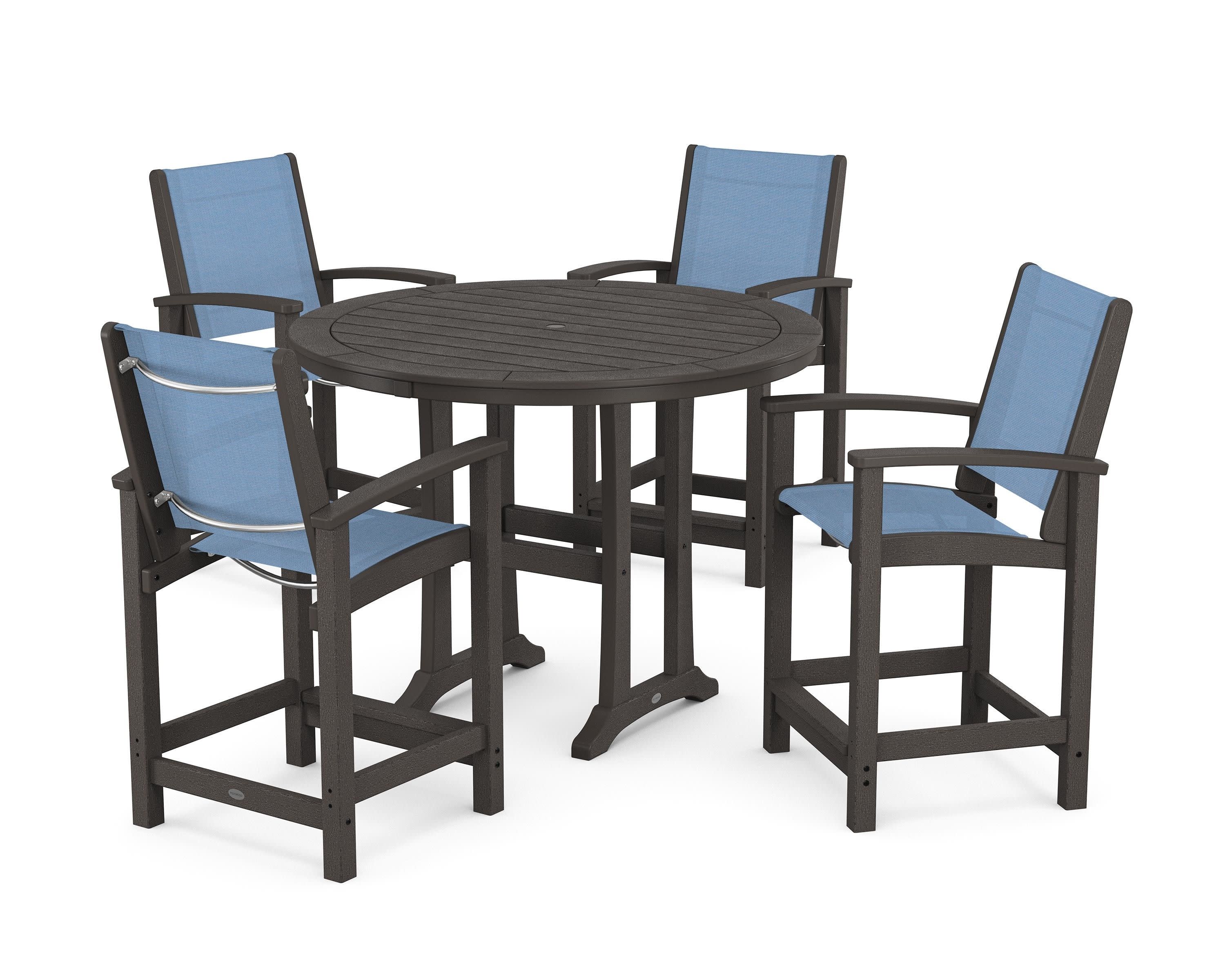 Coastal 5-Piece Counter Set in Vintage Coffee / Poolside Sling