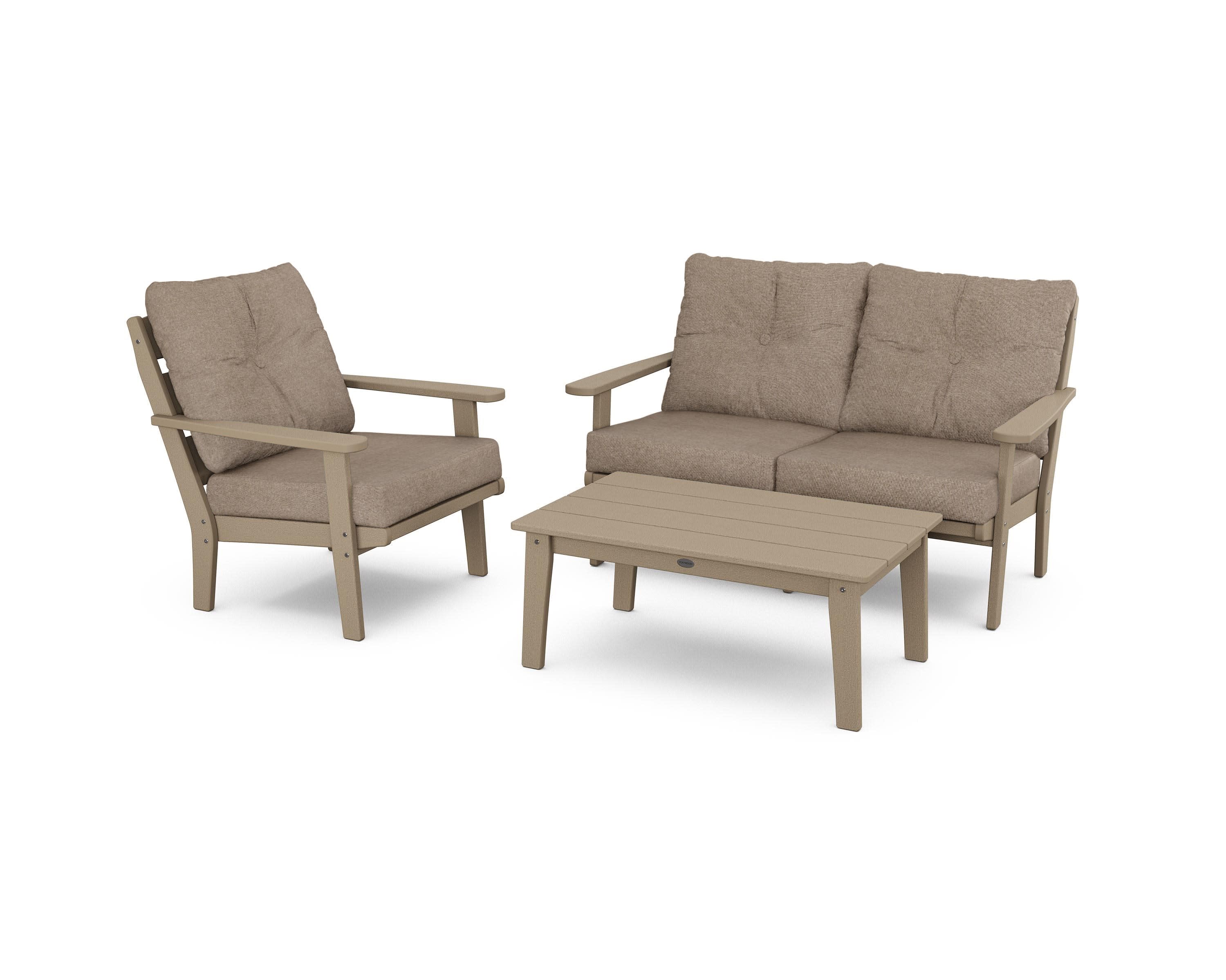 Lakeside 3-Piece Deep Seating Set in Vintage Sahara / Spiced Burlap