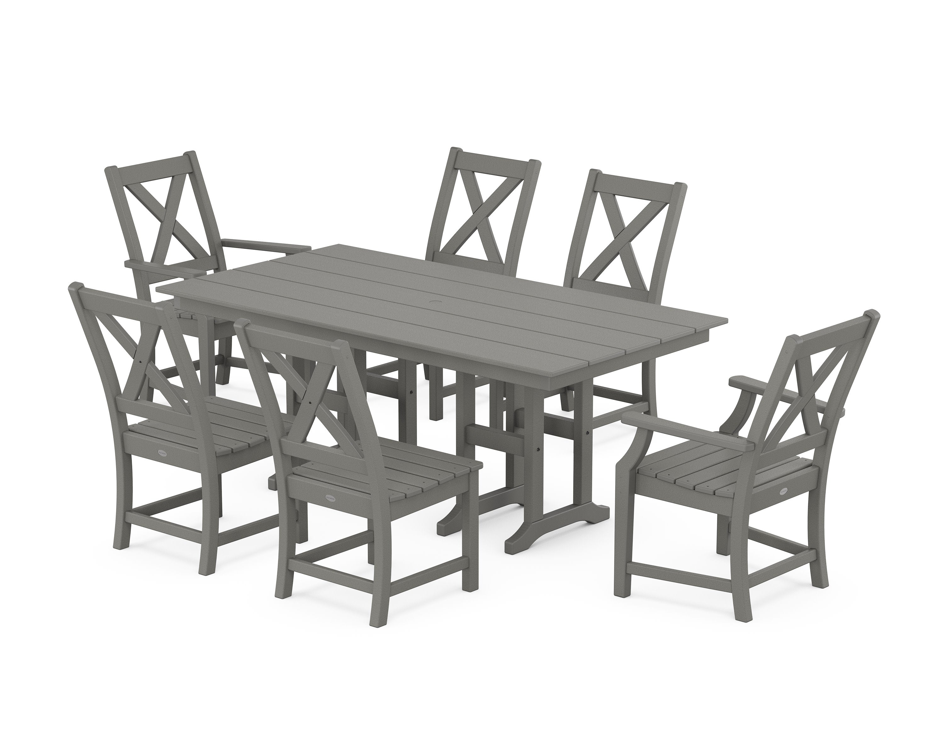 Braxton 7-Piece Farmhouse Dining Set in Slate Grey