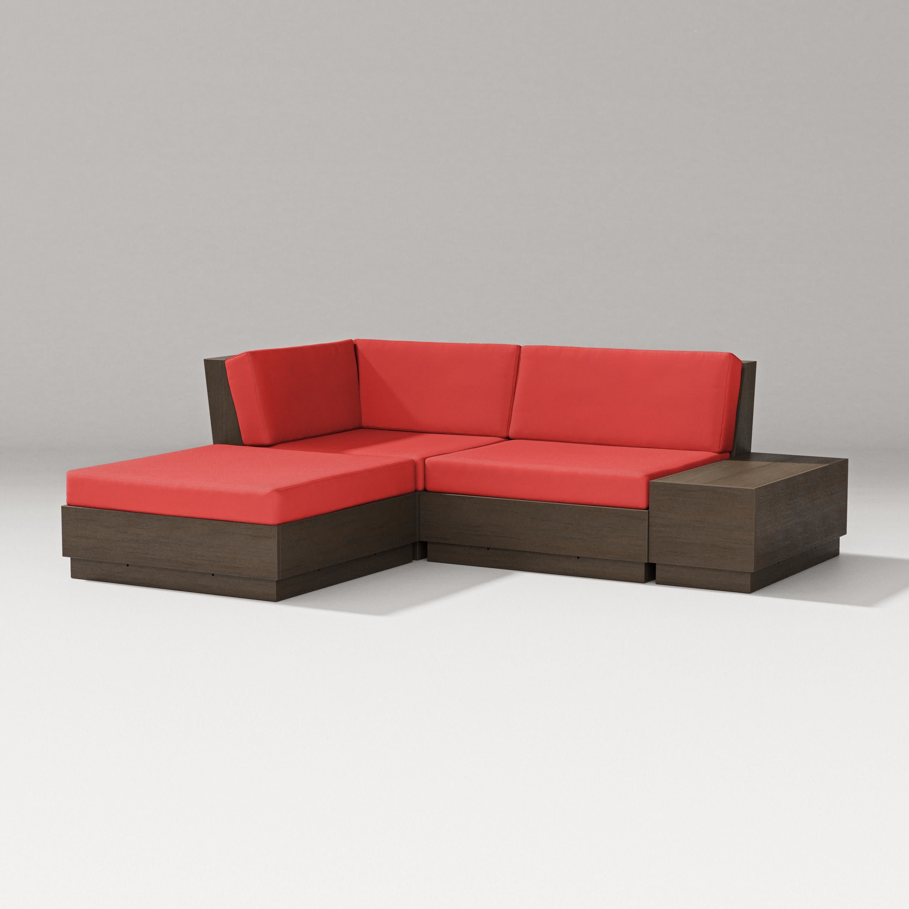 Elevate Loveseat Sectional with Chaise in Kona / Crimson Linen