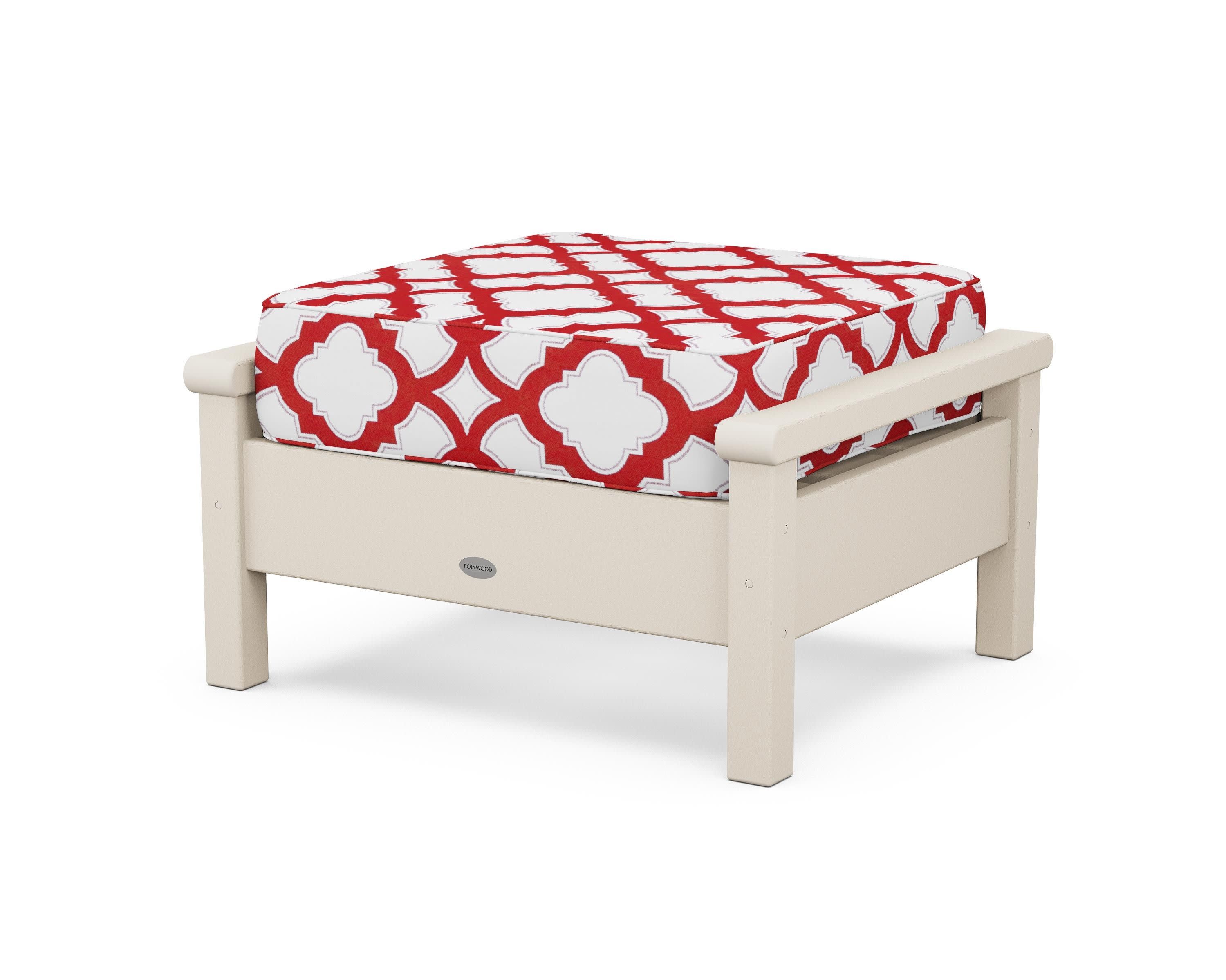 Harbour Deep Seating Ottoman in Sand / Trellis Crimson