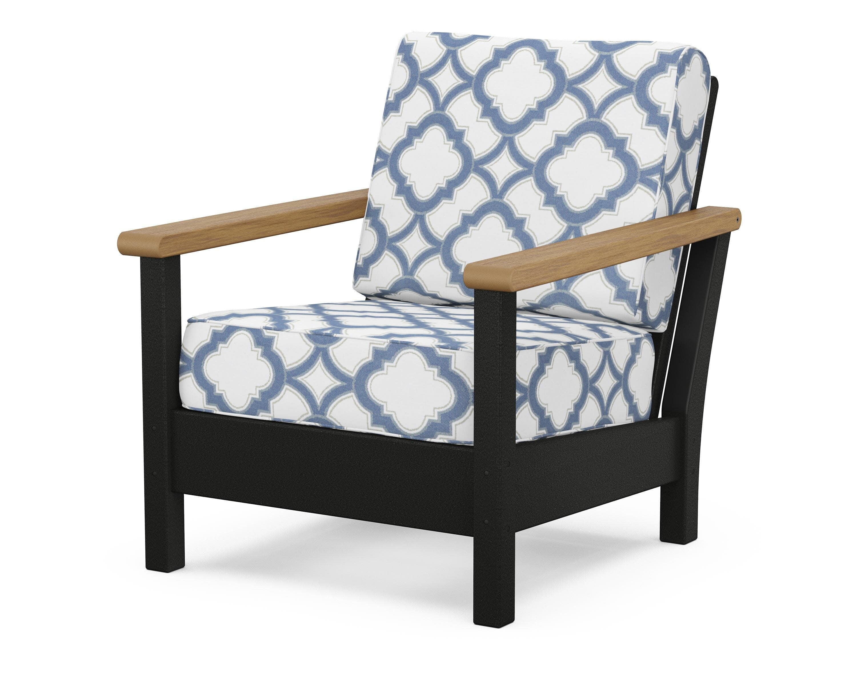 Harbour Deep Seating Chair in Black / Natural / Trellis Sky Blue