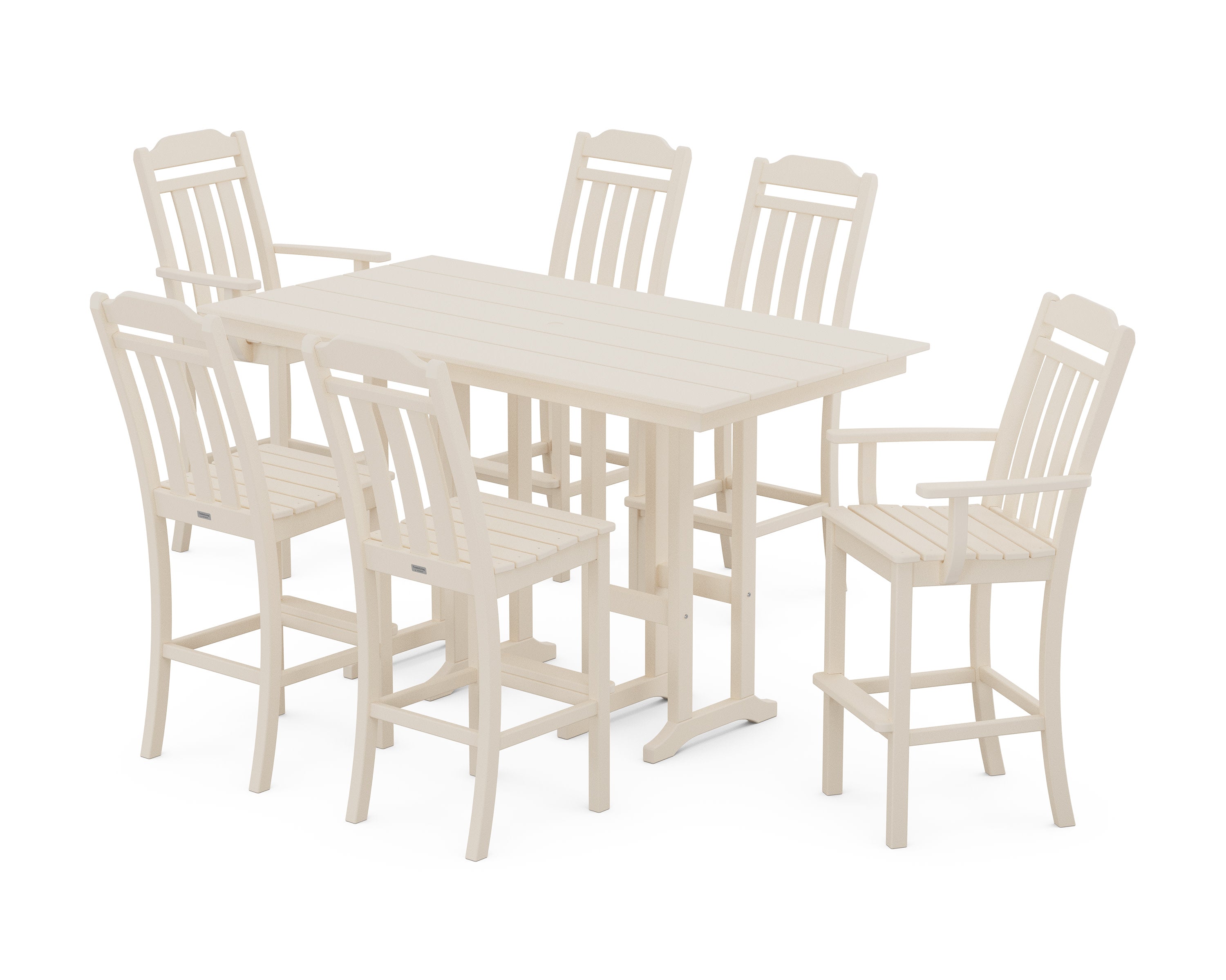 Cottage 7-Piece Farmhouse Bar Set in Sand