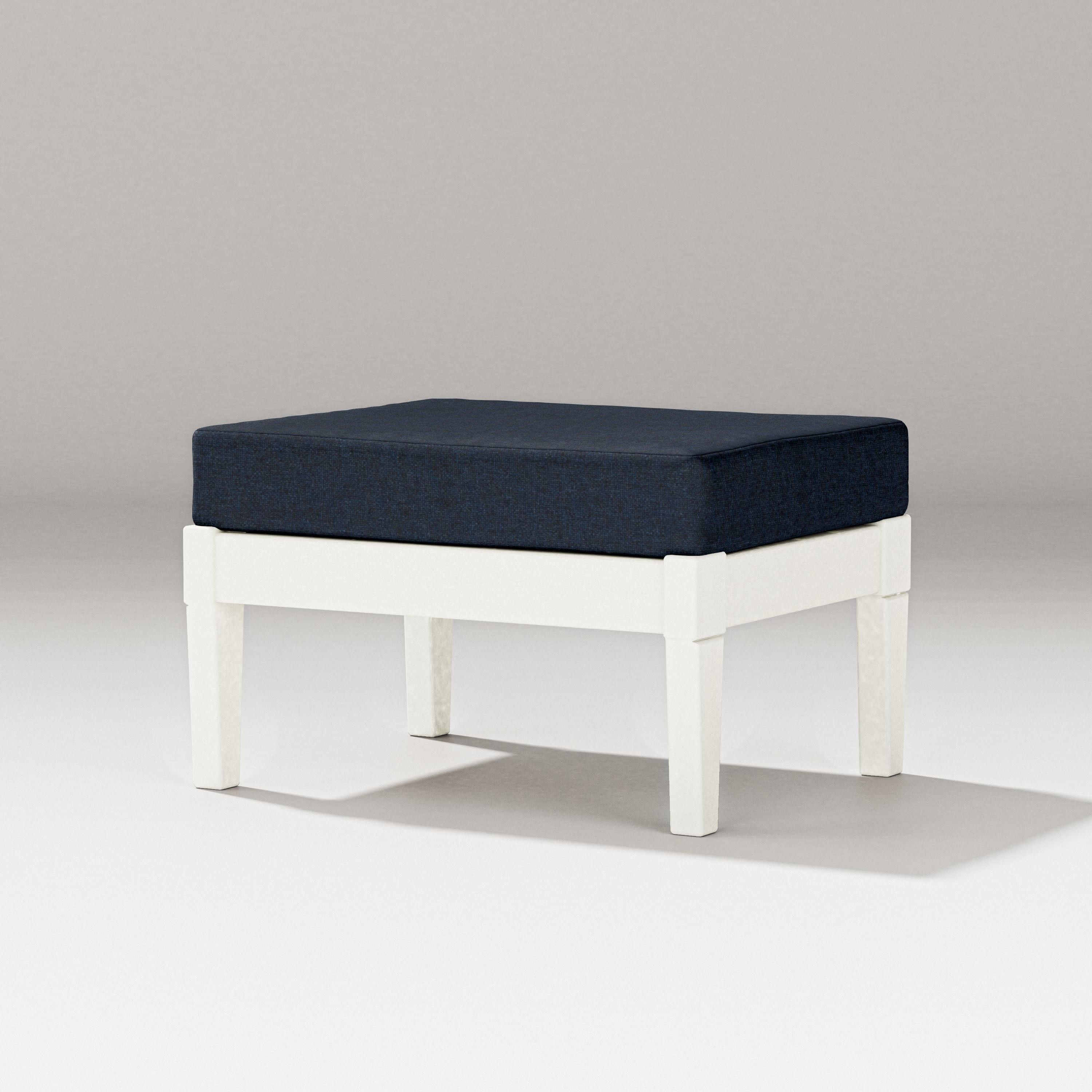 Estate Lounge Ottoman in Vintage White / Marine Indigo