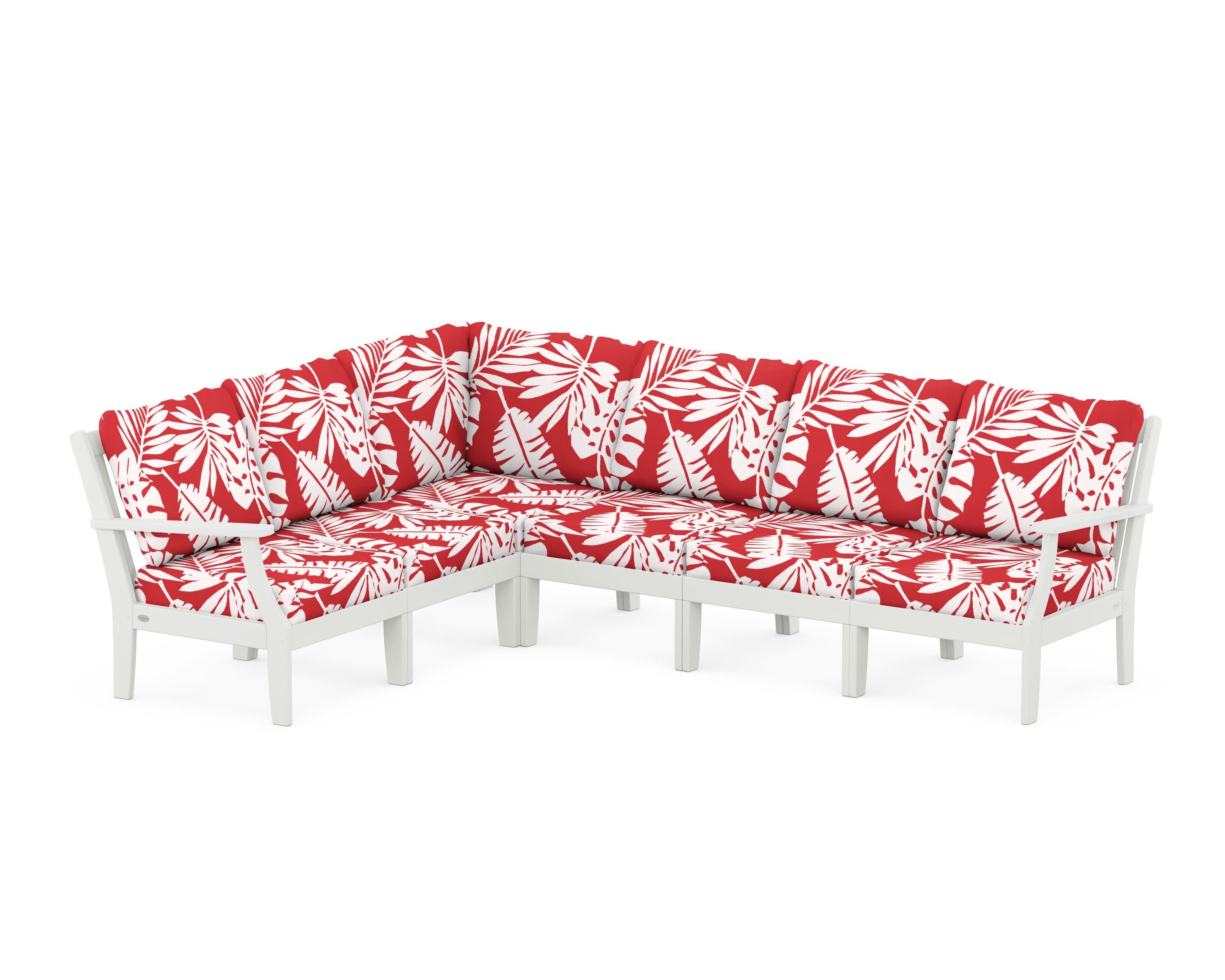 Braxton Modular 6-Piece Deep Seating Set in Vintage White / Leaf Crimson