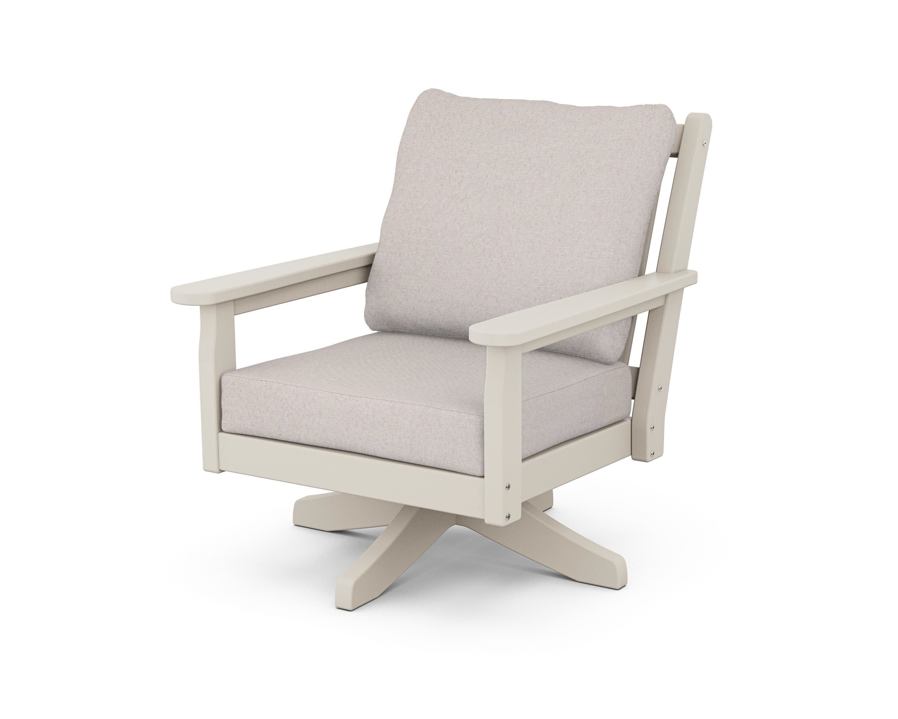 Chippendale Deep Seating Swivel Chair in Sand / Dune Burlap