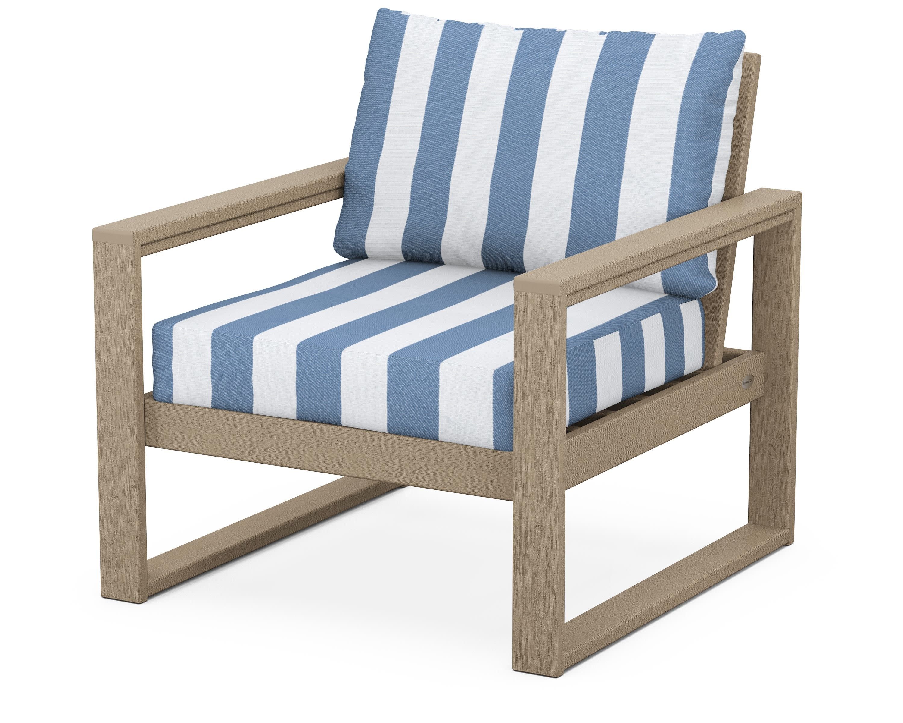 EDGE Club Chair in Vintage Sahara / Cabana Stripe Sky Blue