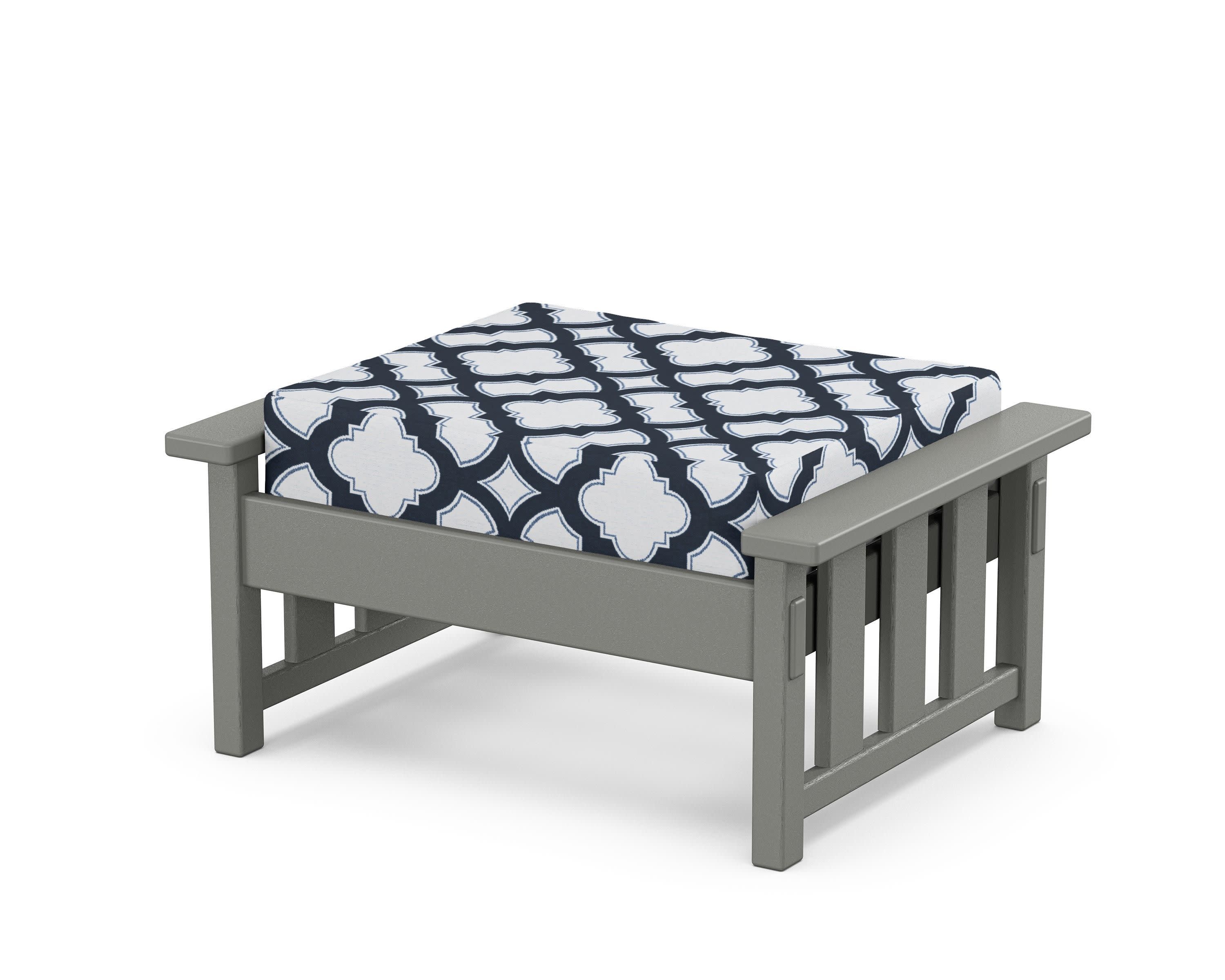 Acadia Deep Seating Ottoman in Slate Grey / Trellis Marine Indigo