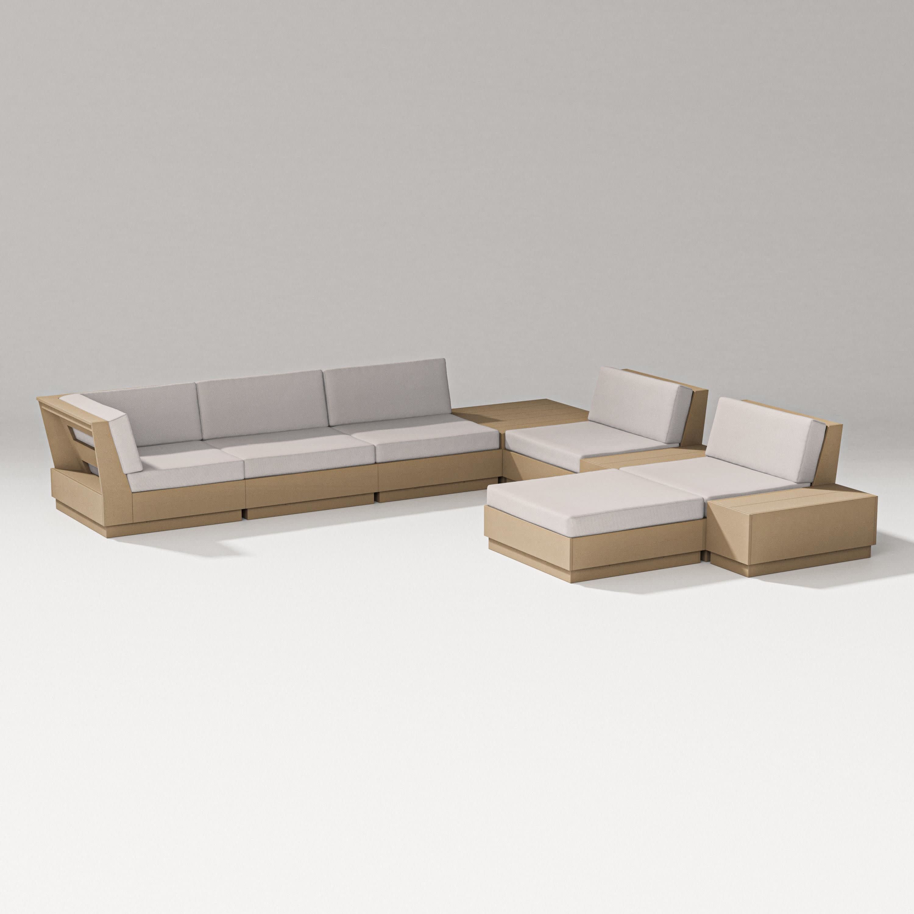 Elevate 9-Piece Conversation Sectional in Vintage Sahara / Dune Burlap