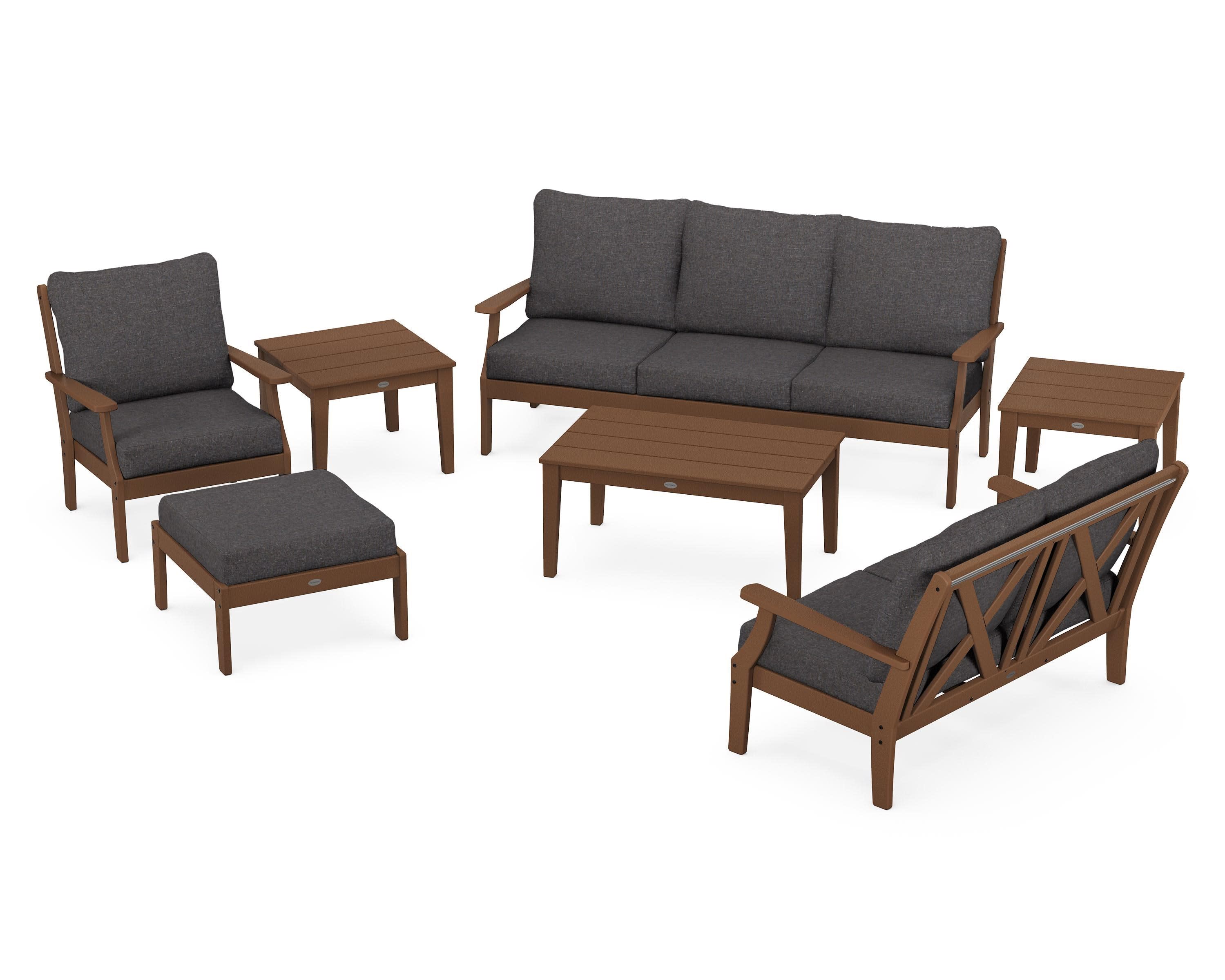 Braxton 7-Piece Deep Seating Set in Teak / Ash Charcoal