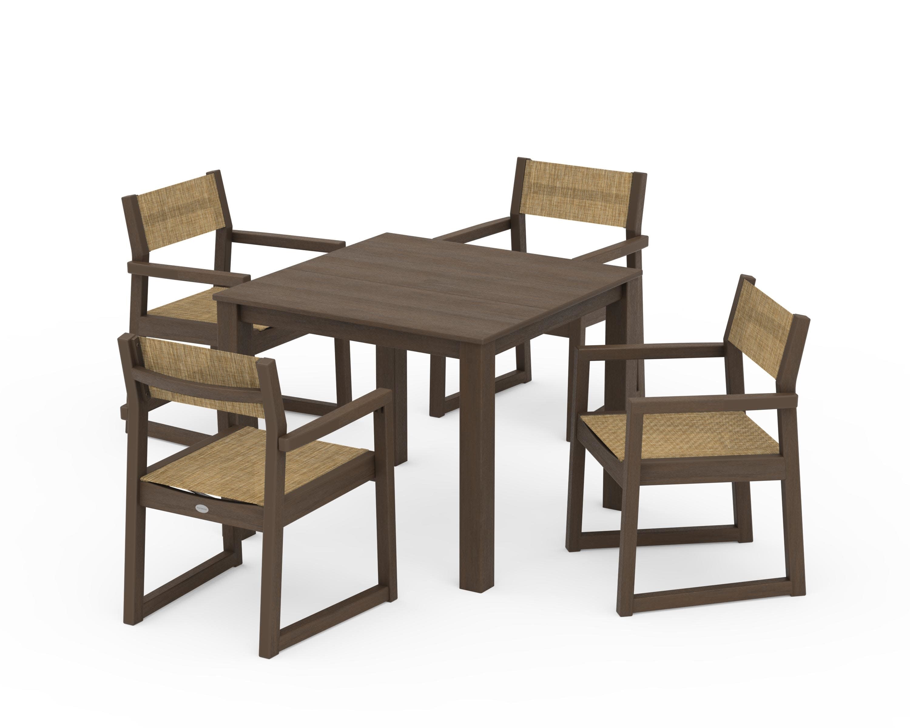 EDGE Sling Arm Chair 5-Piece Parsons Dining Set in Kona / Burlap Sling