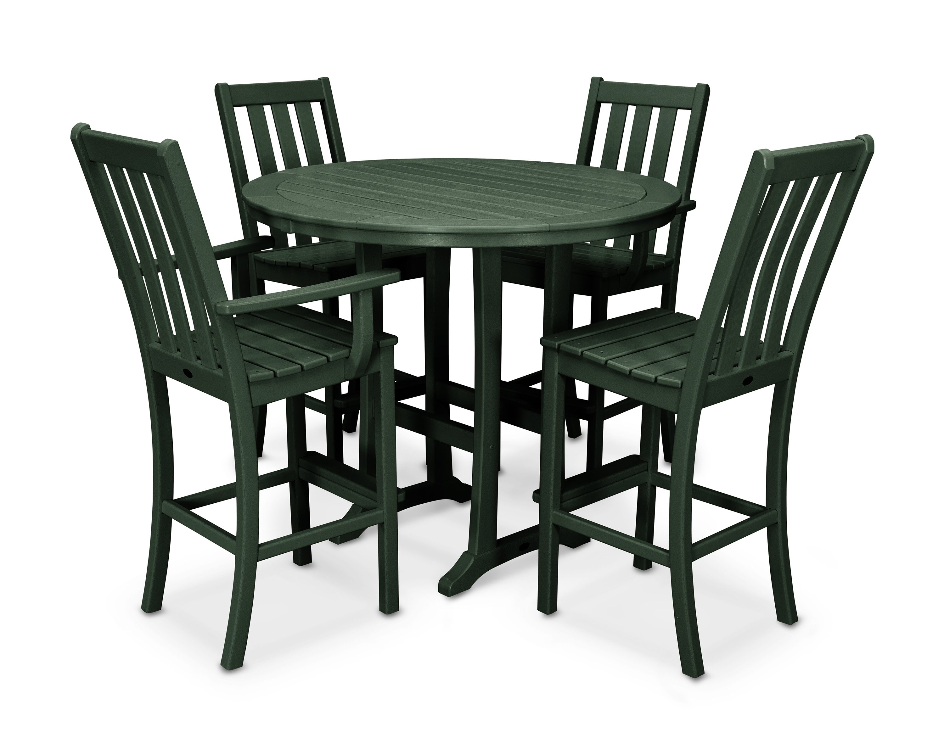 Vineyard 5-Piece Nautical Trestle Bar Set in Green