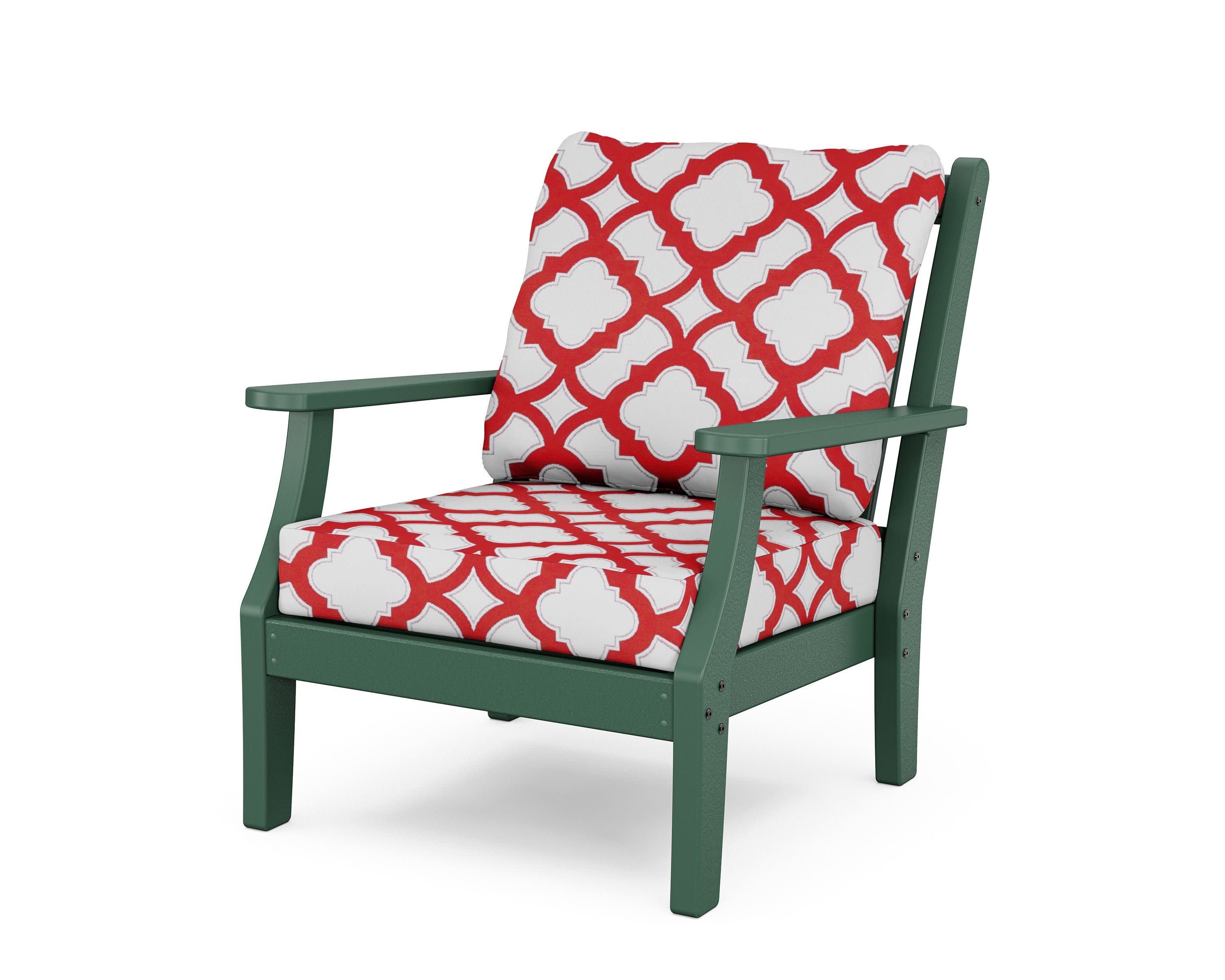 Wovendale Deep Seating Chair in Green / Trellis Crimson
