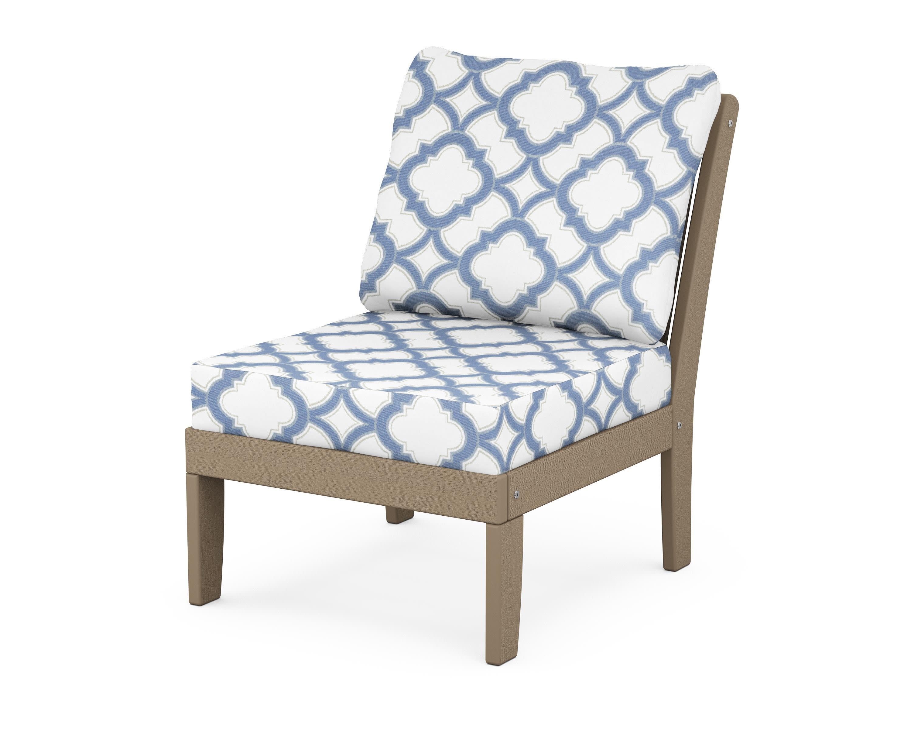 Braxton Modular Armless Chair in Vintage Sahara / Trellis Sky Blue