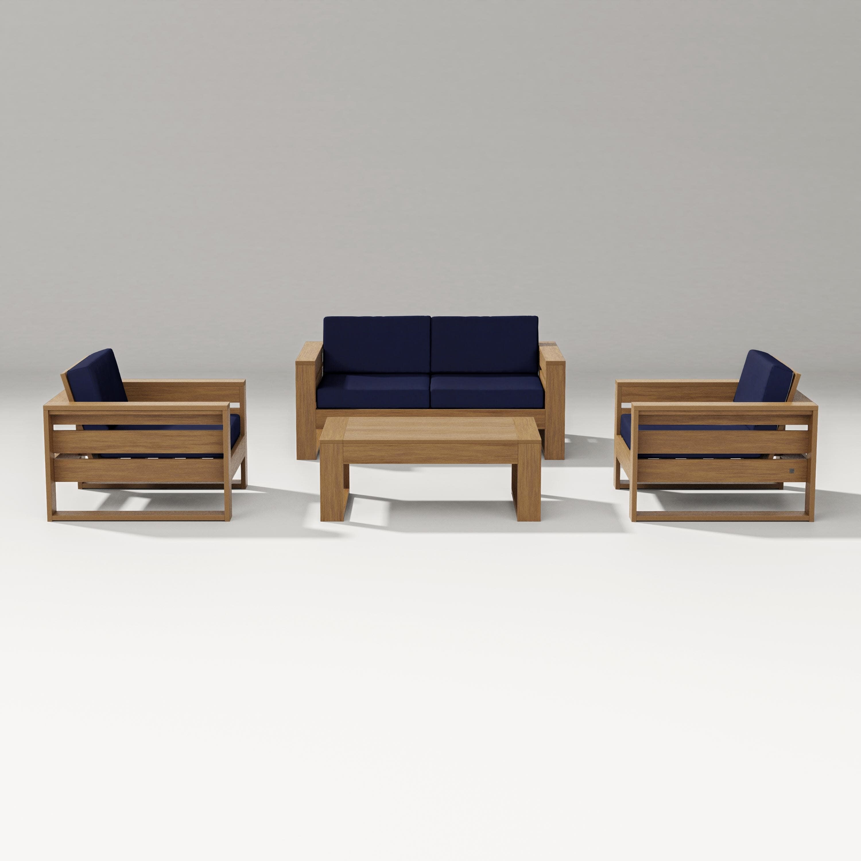 Latitude 4-Piece Lounge Loveseat Set in Natural / Navy