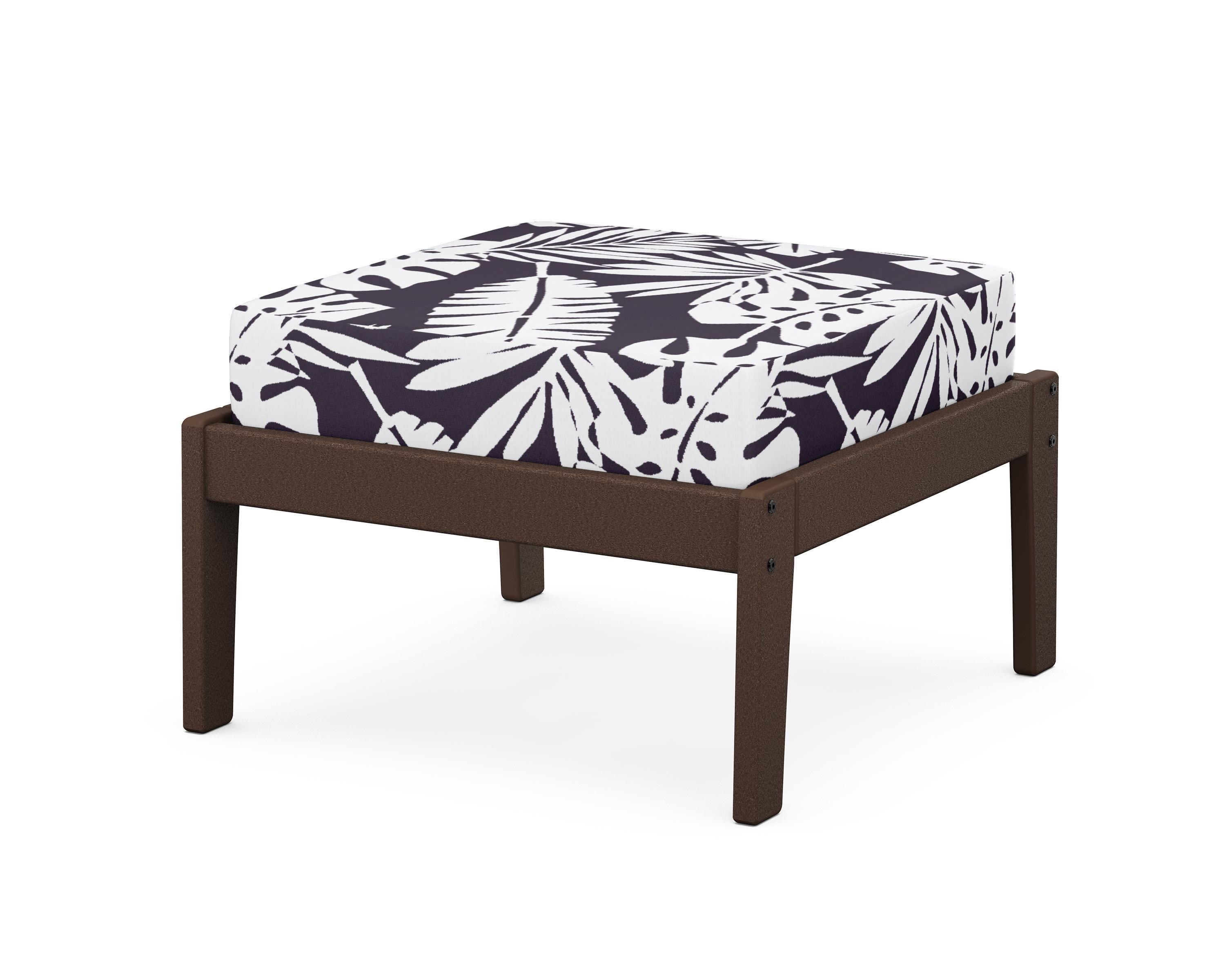 Deep Seating Ottoman in Mahogany / Leaf Navy