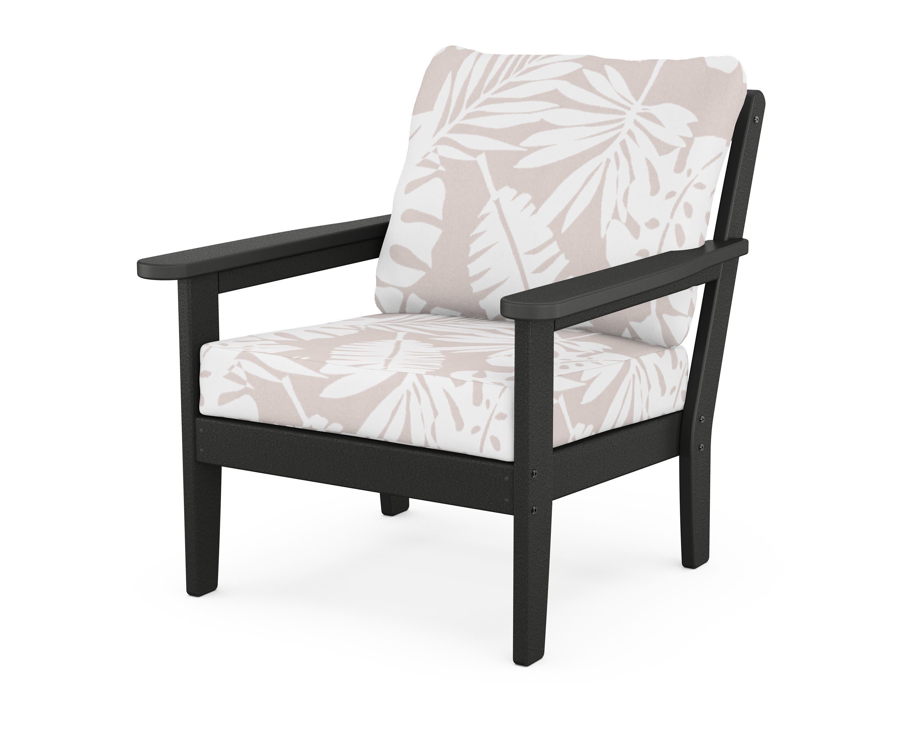 Cottage Deep Seating Chair in Black / Leaf Dune Burlap
