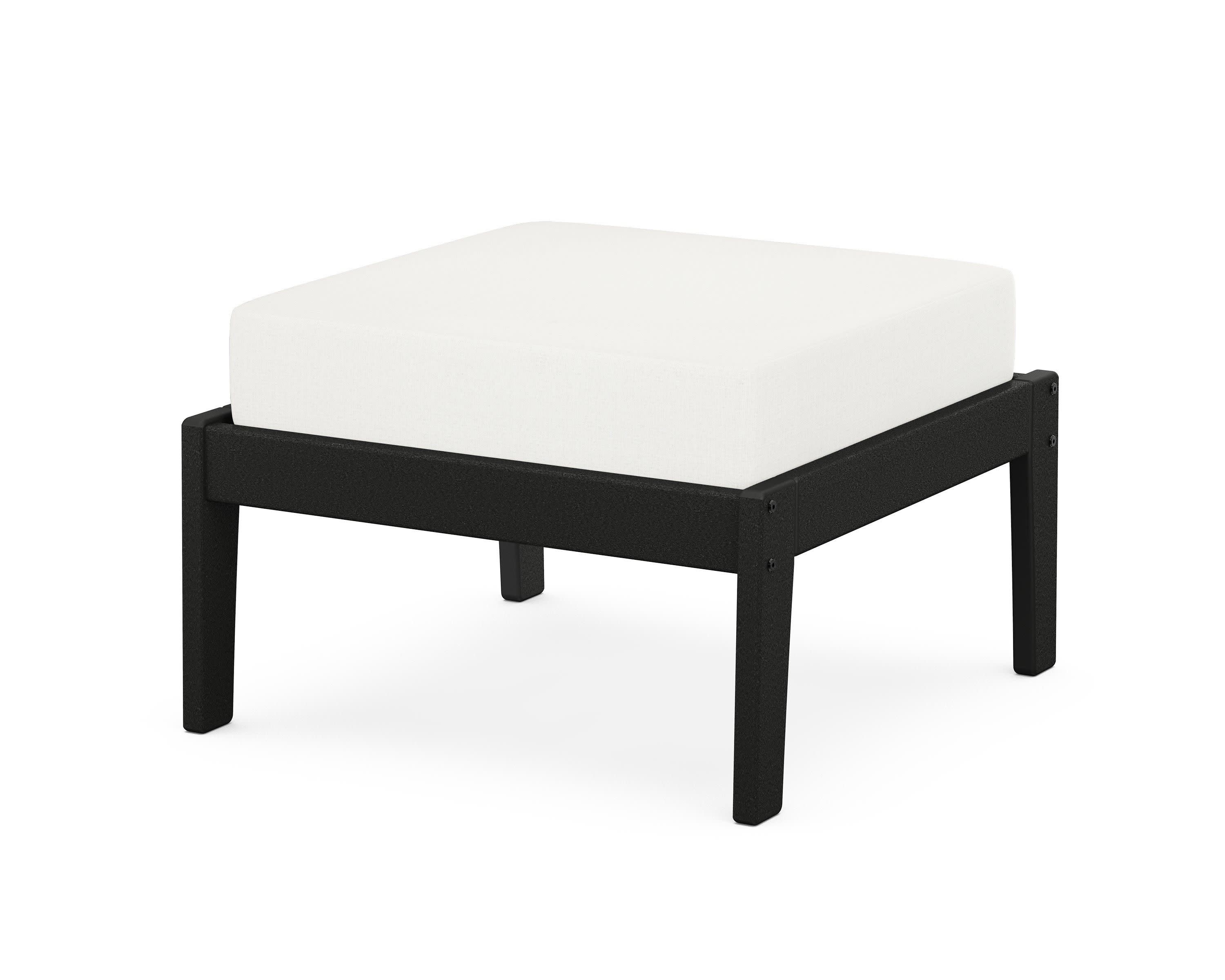 Deep Seating Ottoman in Black / Natural Linen