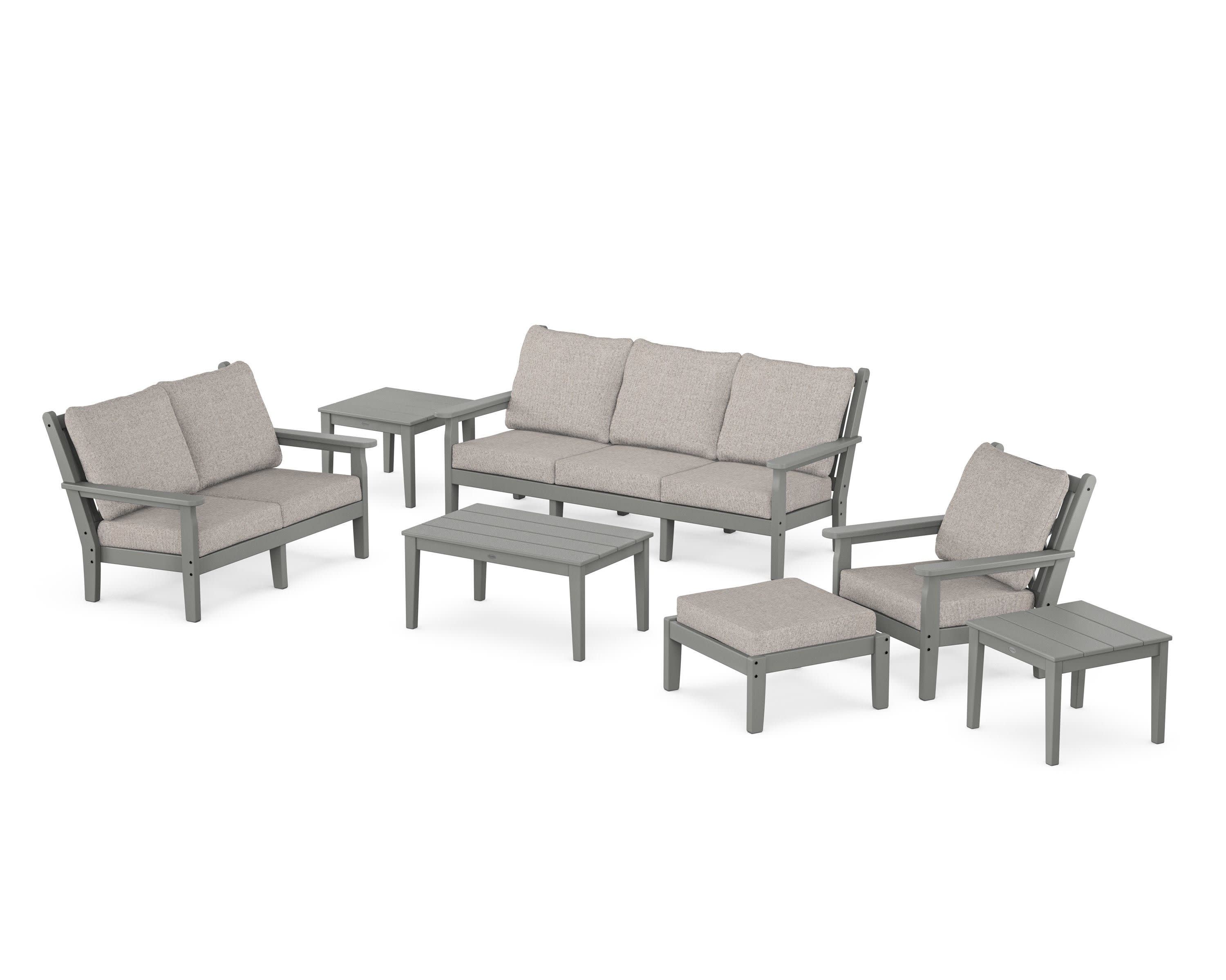 Chippendale 7-Piece Deep Seating Set in Slate Grey / Weathered Tweed