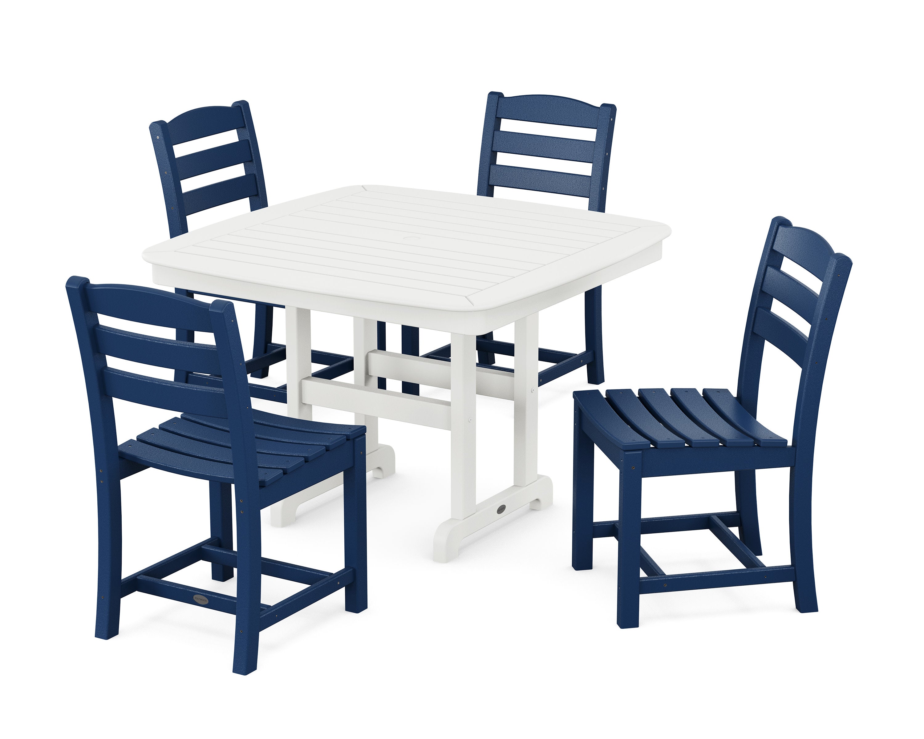 La Casa Caf Side Chair 5-Piece Dining Set with Trestle Legs in Navy / White