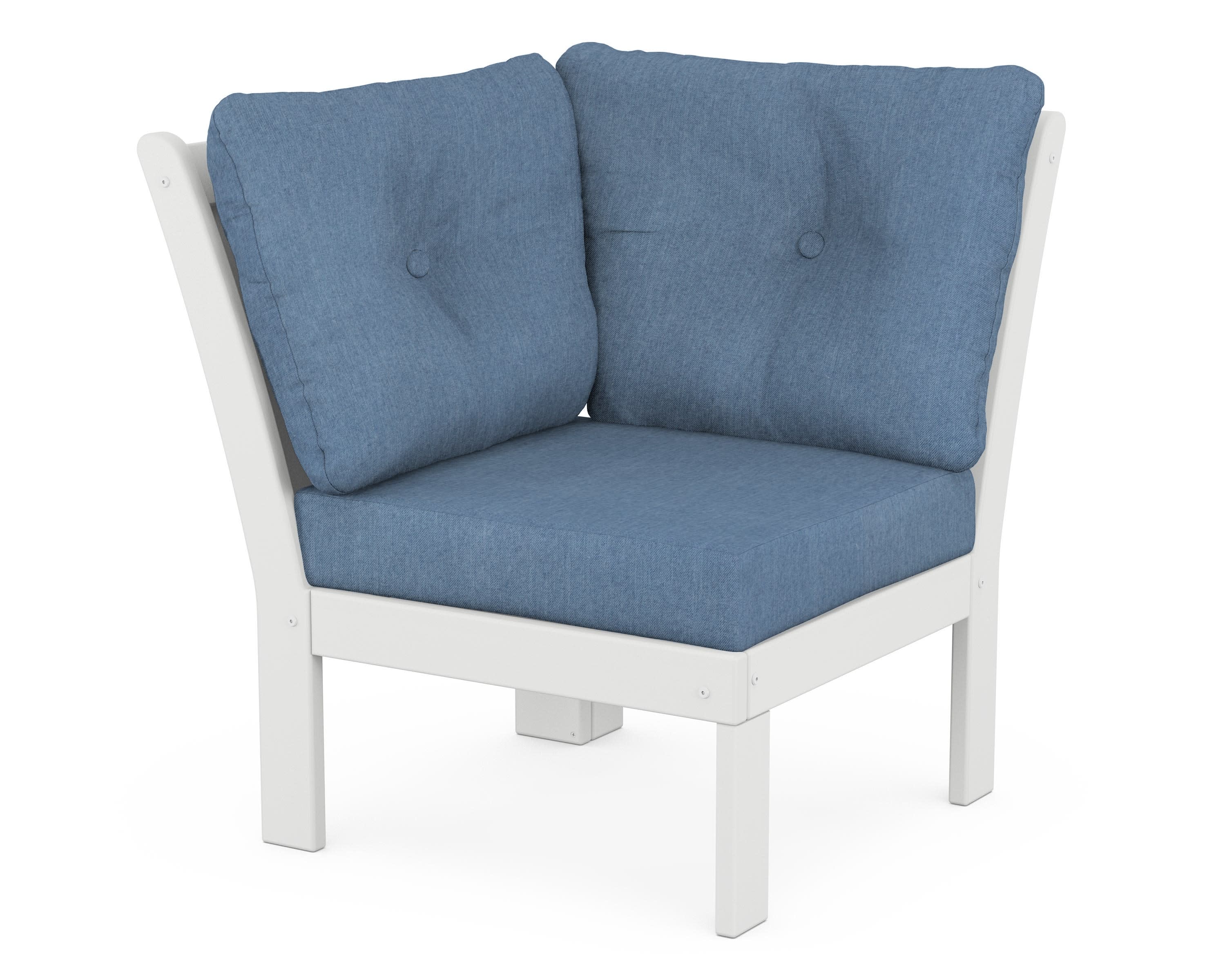 Vineyard Modular Corner Chair in White / Sky Blue
