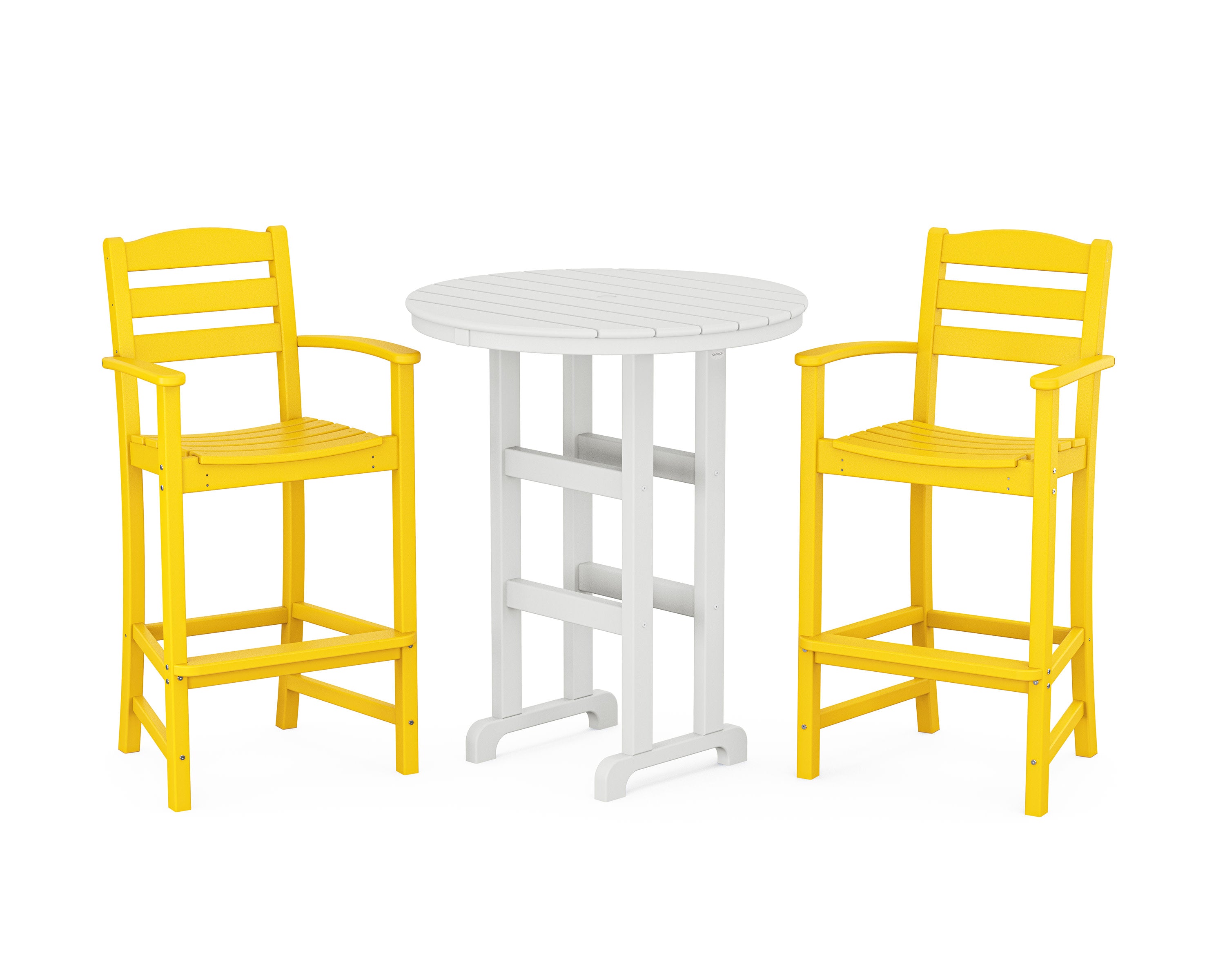 La Casa Caf 3-Piece Round Farmhouse Bar Set in Lemon / White